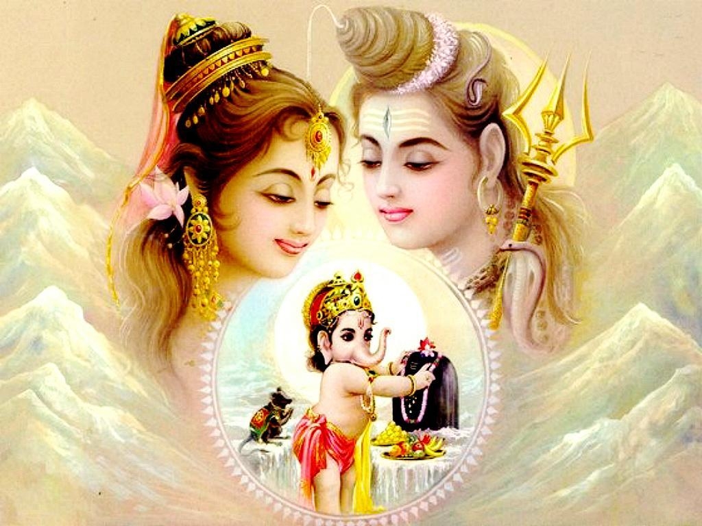 1030x770 Bholenath with Mata Parvati and Little Ganesha, Desktop