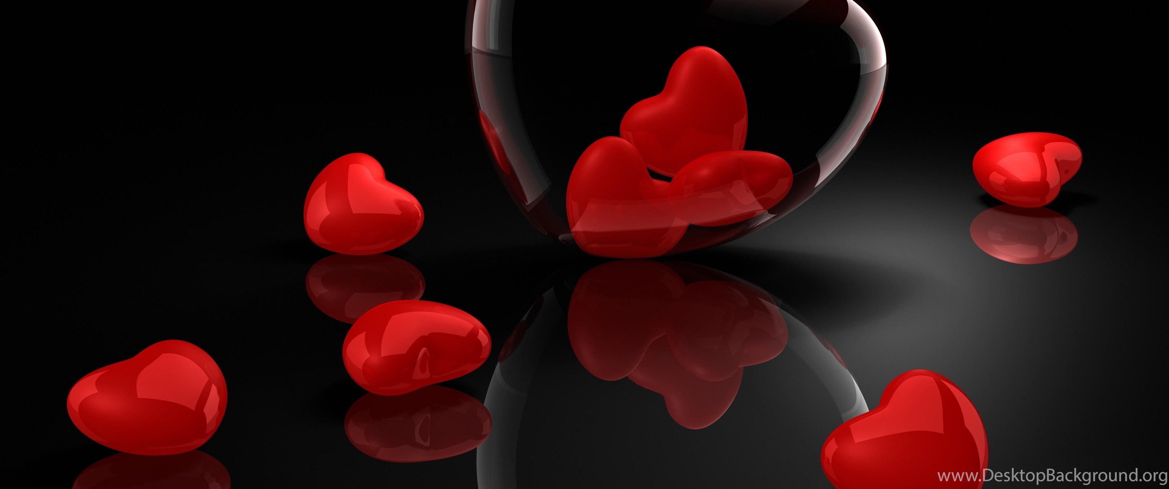 4100x1720 Heart, Glass, 3D, Reflection >> HD Wallpaper, Get It Now! Desktop, Dual Screen