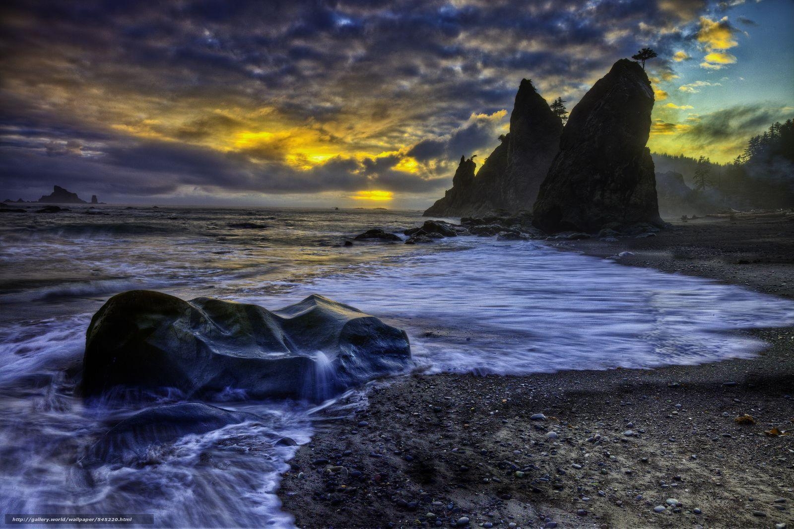 1600x1070 Download wallpaper Rialto Beach, Olympic National Park, Washington, Desktop