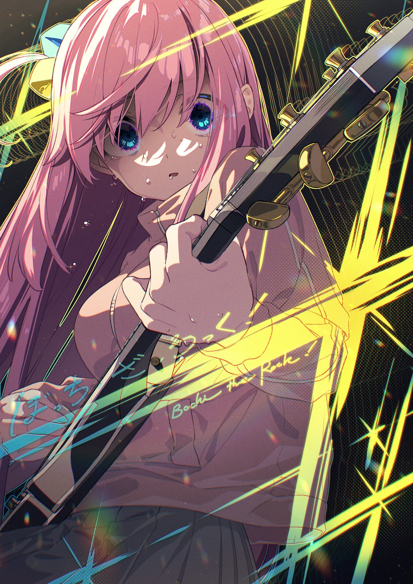 1450x2050 BOCCHi THE ROCK Anime Girls Vertical Guitar Musical Instrument Japanese Pink Hair Wallpaper:, Phone