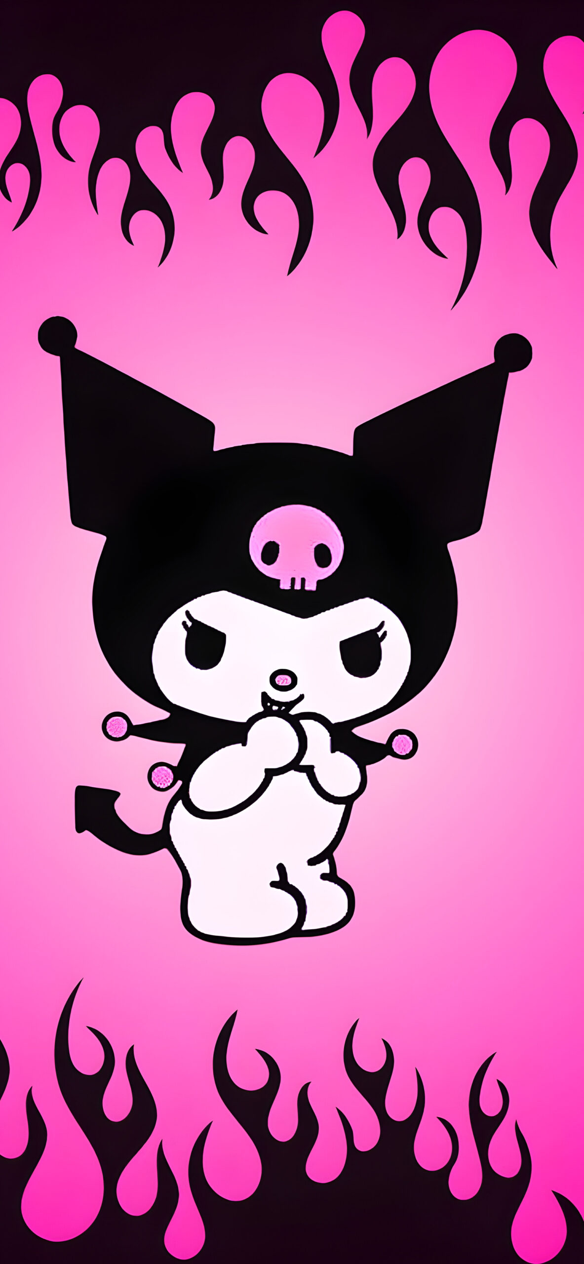 1190x2560 Kuromi Flames Y2K Theme Wallpaper, Phone