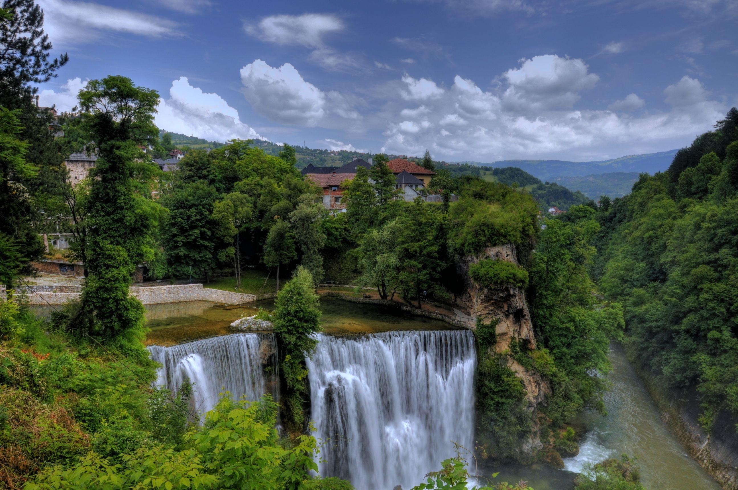 2590x1720 Wallpaper Bosnia and Herzegovina Jajce Nature Waterfalls, Desktop