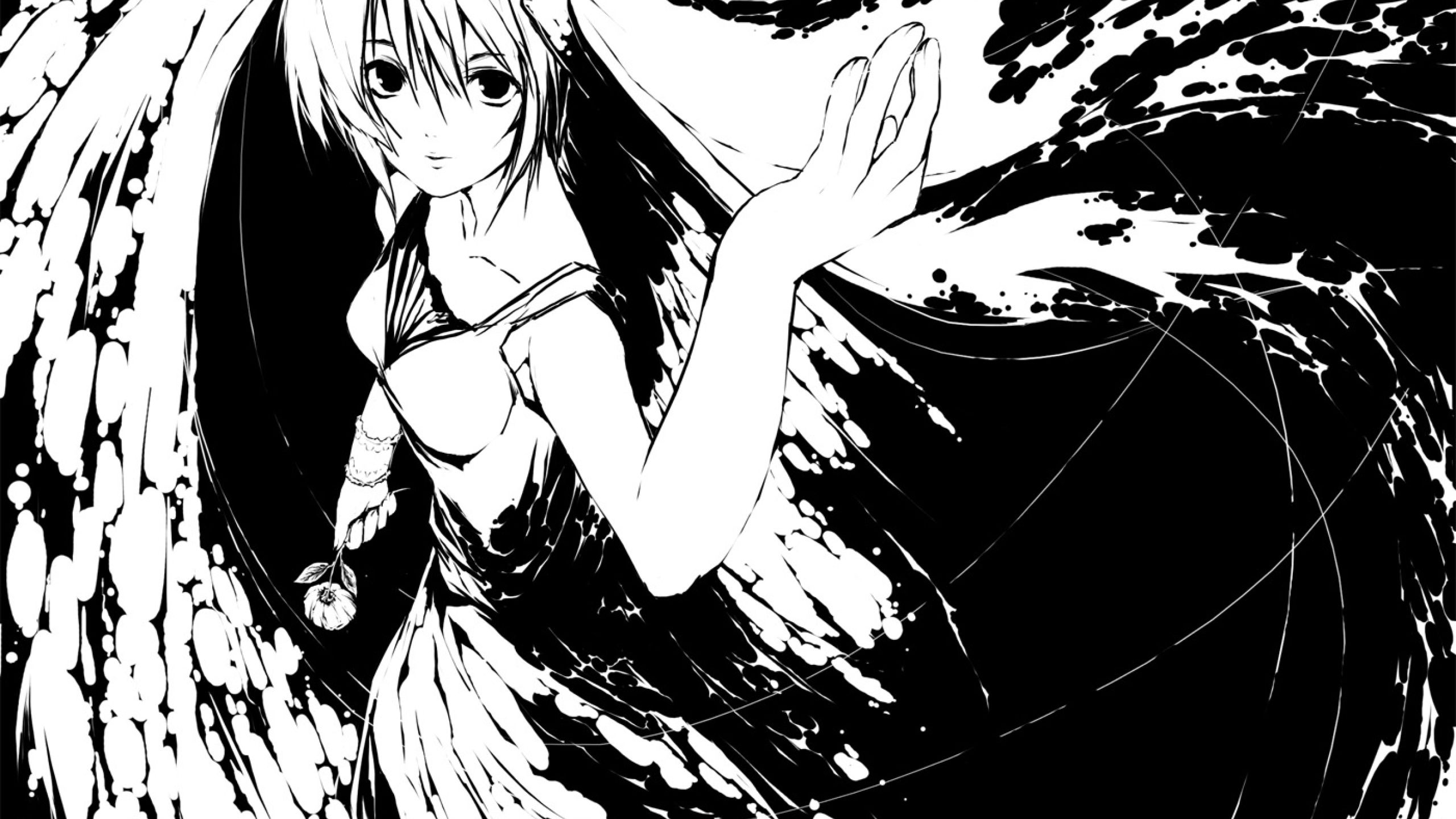 2560x1440 hatsune miku, black white, girl 1440P Resolution Wallpaper, HD Anime 4K Wallpaper, Image, Photo and Background, Desktop