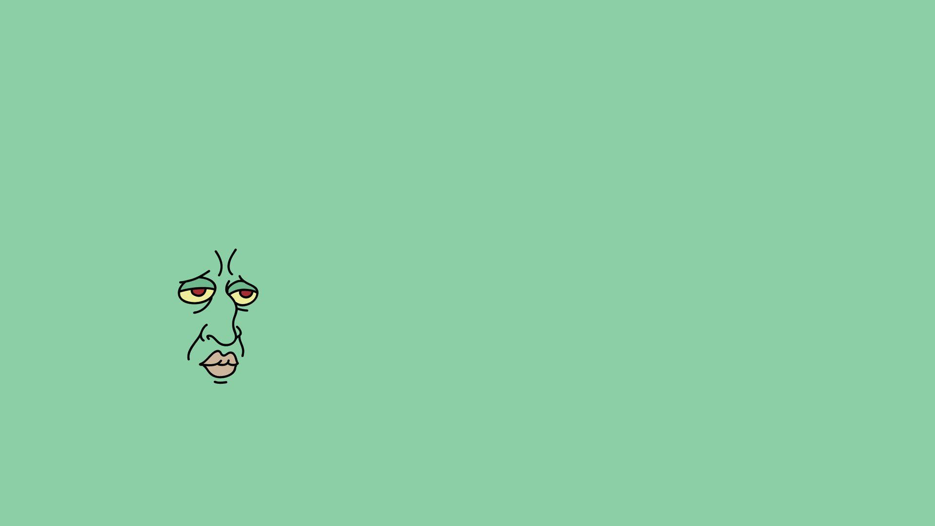 1920x1080 Download Handsome Squidward Tentacles Minimalist Wallpaper, Desktop