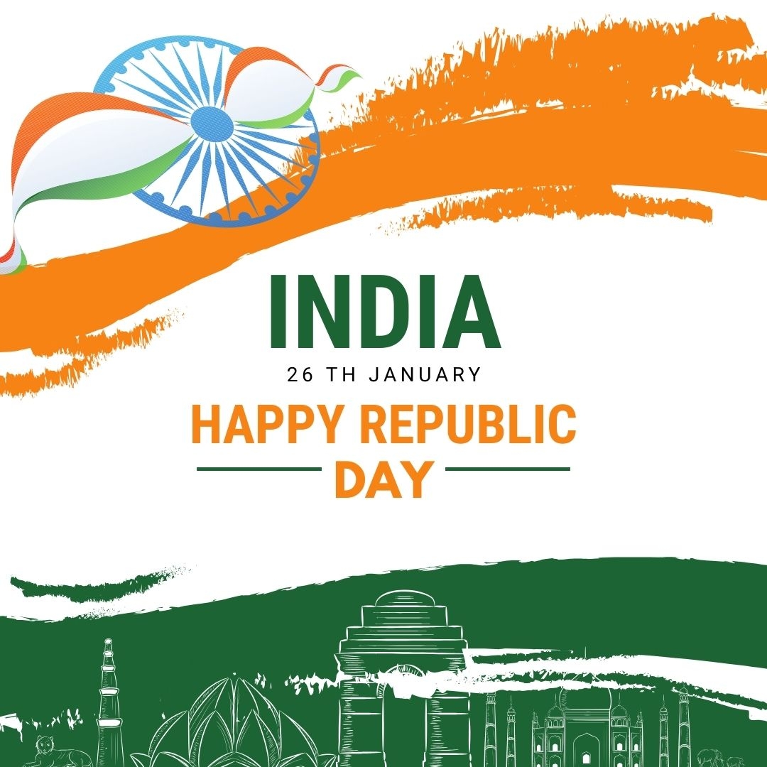 1080x1080 India Republic Day 2024 Image, Wishes, Phone