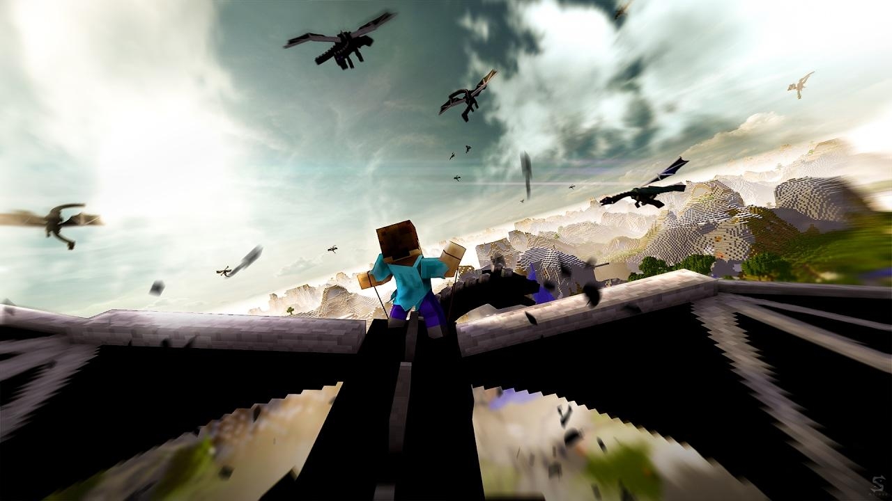 1280x720 Speedart 14.. The Dragon Rider [Minecraft Wallpaper], Desktop