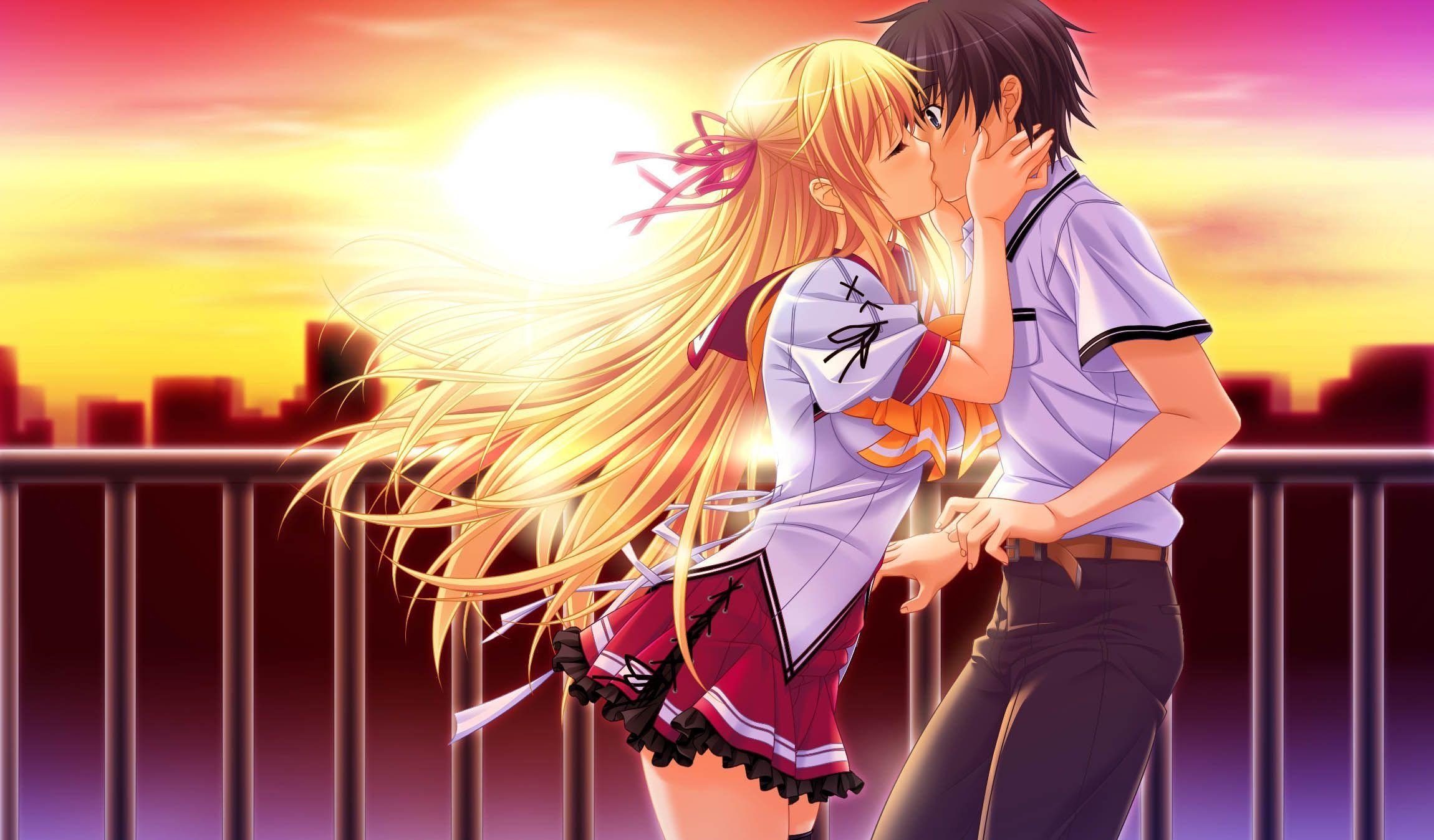 2300x1350 beautiful anime kisses, #anime, #kiss, passion, love, beauty. Baci, Desktop