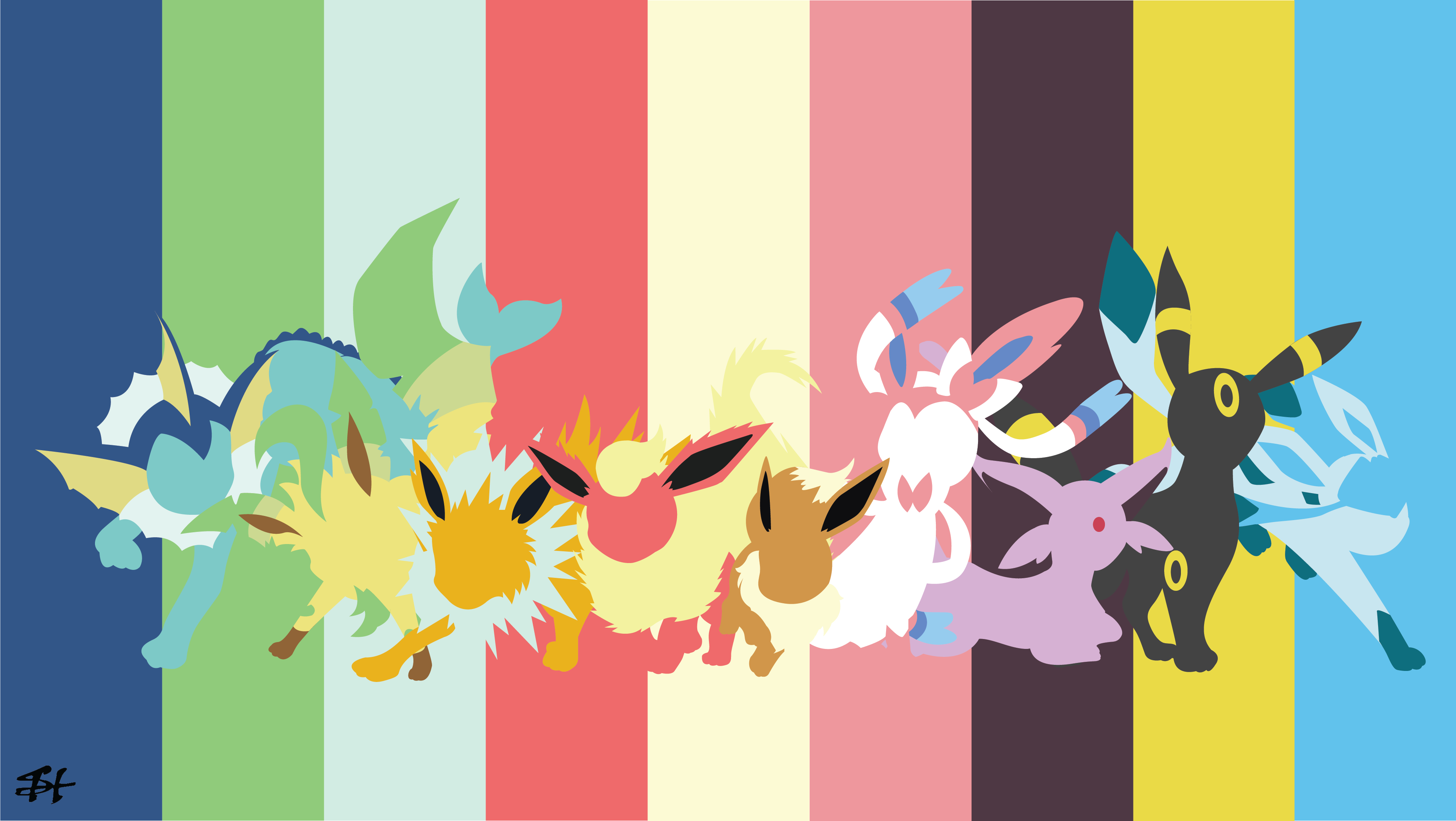 3840x2170 Pokemon Background Eevee Evolutions, Desktop