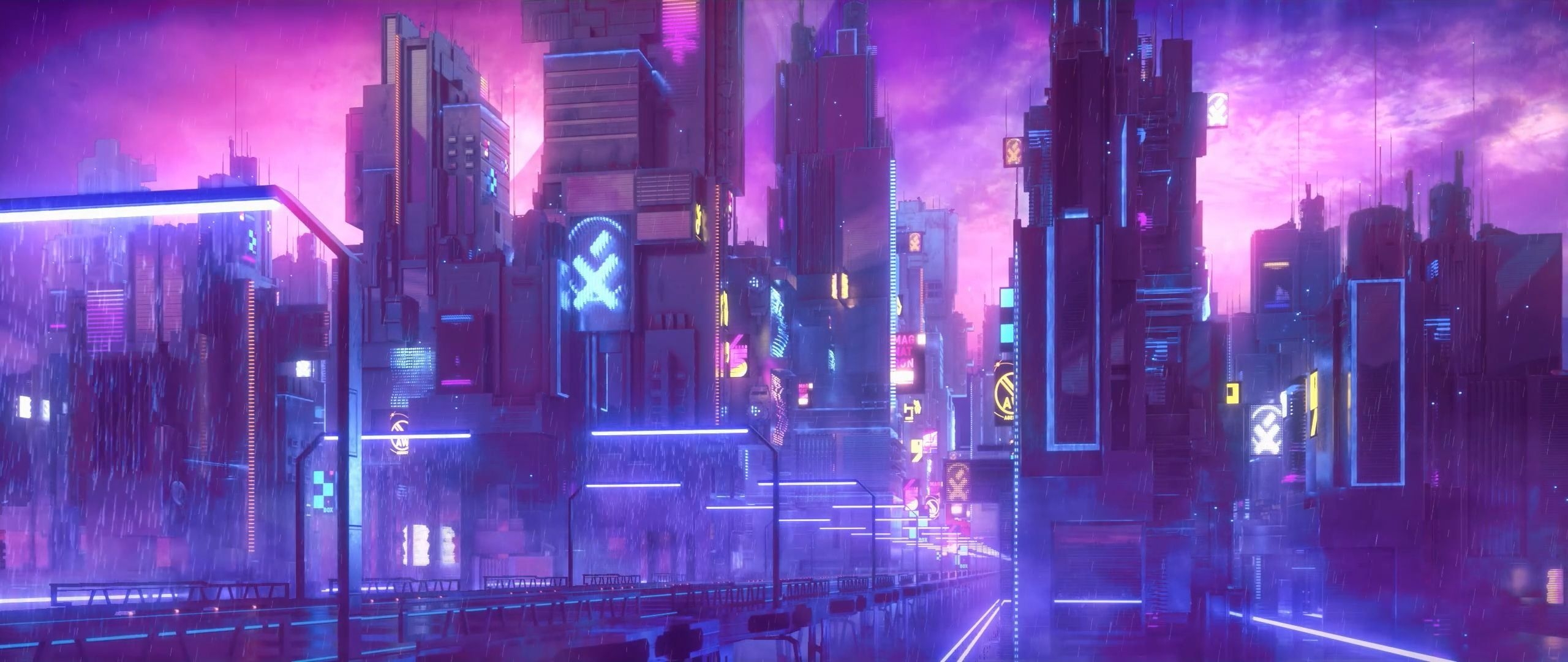 2560x1080 city animated digital wallpaper #cyberpunk #neon K #wallpaper #hdwallpaper #desktop. Neon wallpaper, Digital wallpaper, City wallpaper, Dual Screen