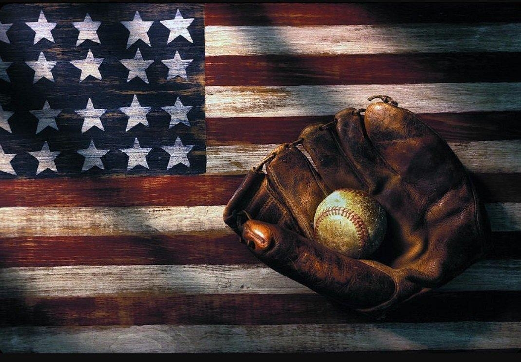 1070x750 Baseball American Flag Wallpaper, Desktop