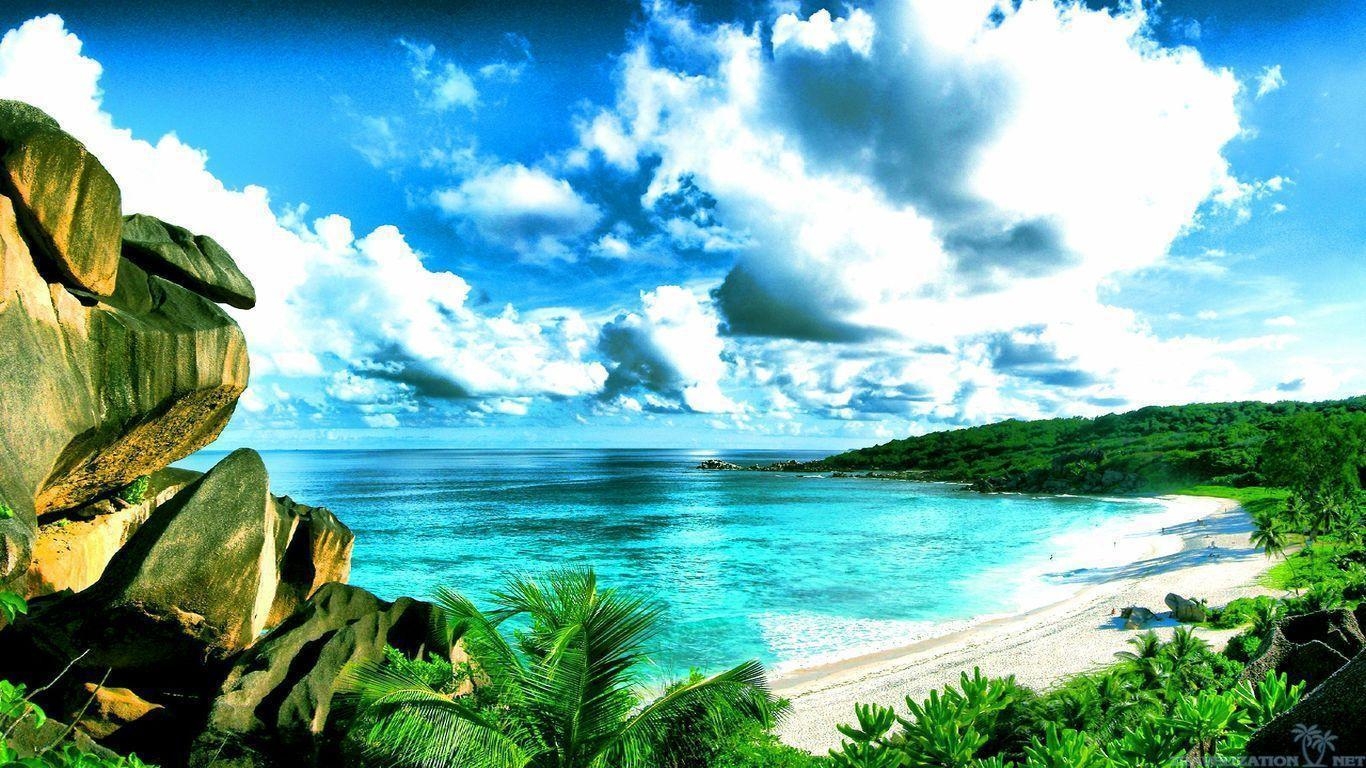 1370x770 Download Beautiful Beach Seychelles Wallpaper. Full HD Wallpaper, Desktop