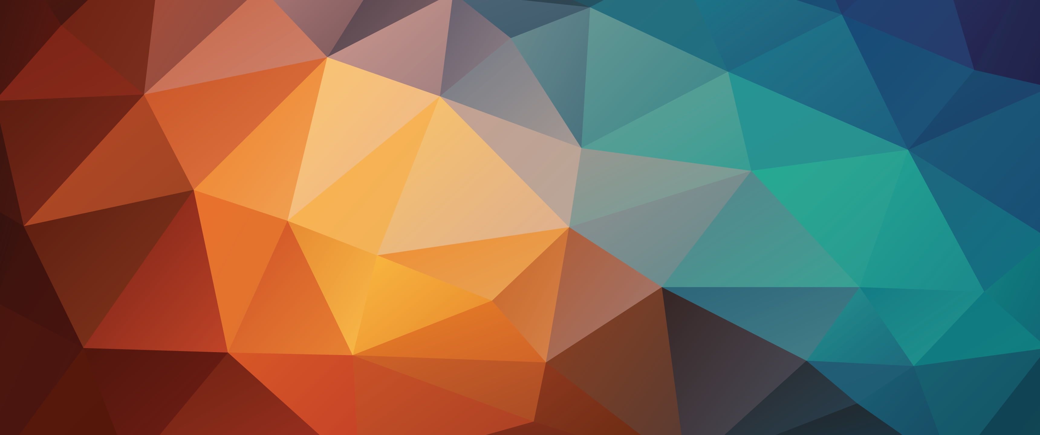 3440x1440 Multicolored geometric wallpaper, abstract, triangle, colorful HD wallpaper, Dual Screen