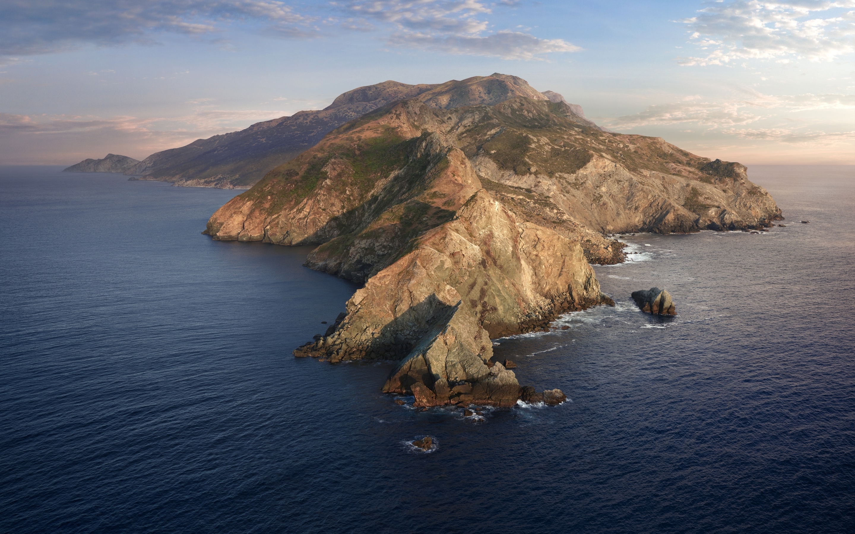 2880x1800 macOS Catalina Wallpaper 4K, Mountains, Island, Morning, Stock, 5K, Nature, Desktop