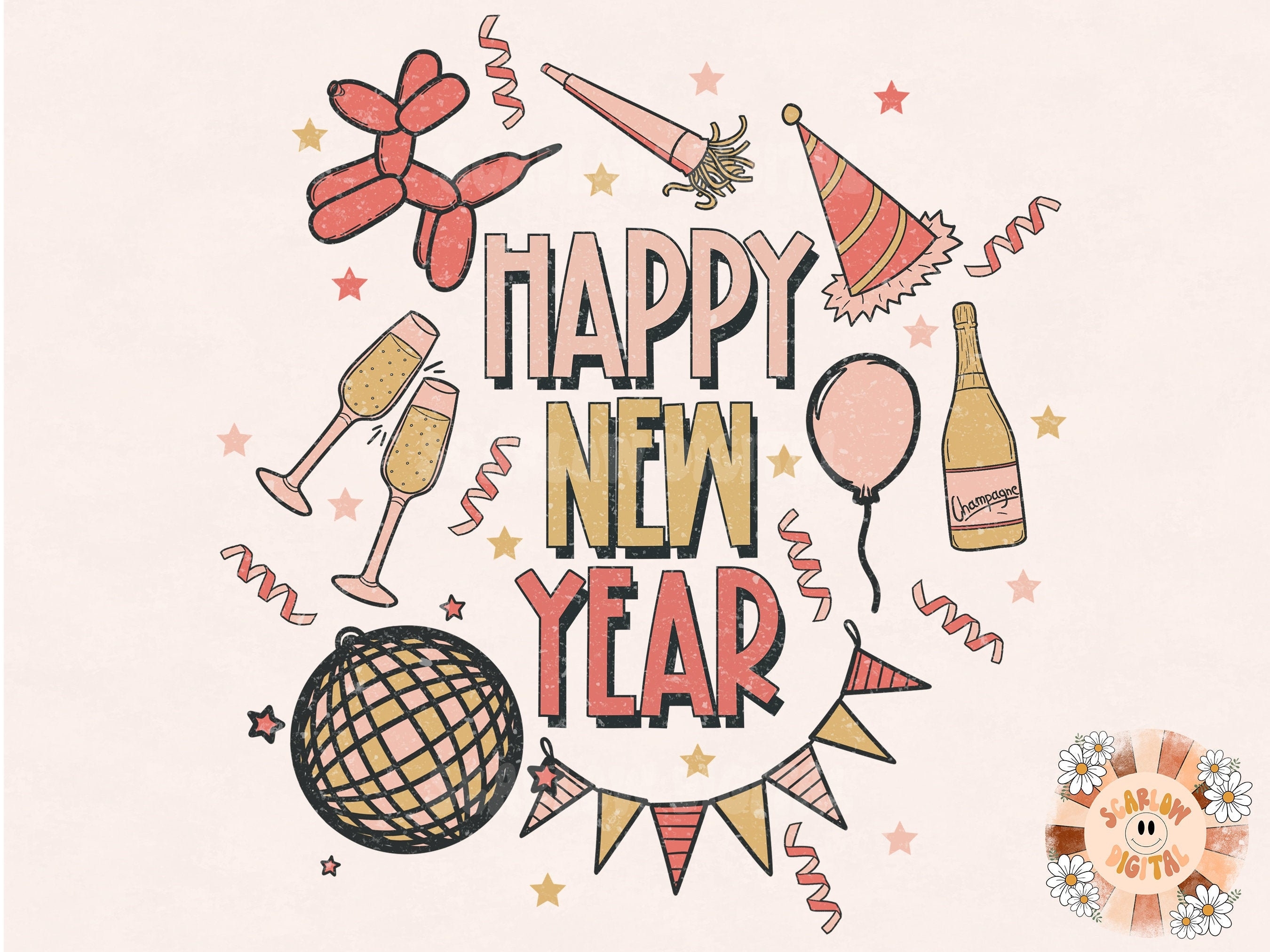 2700x2030 Happy New Year PNG 2023 Sublimation Digital Design, Desktop