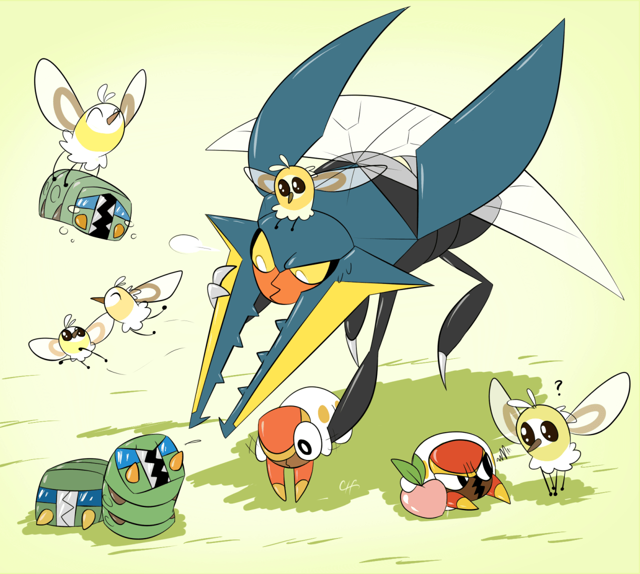 1280x1150 vikavolt & charjabug & grubbin & cutiefly. Pokémon, Desktop