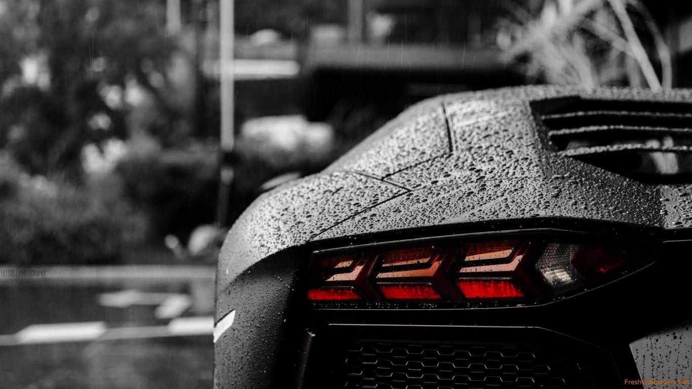 1370x770 Black Lamborghini Aventador In The Rain wallpaper, Desktop