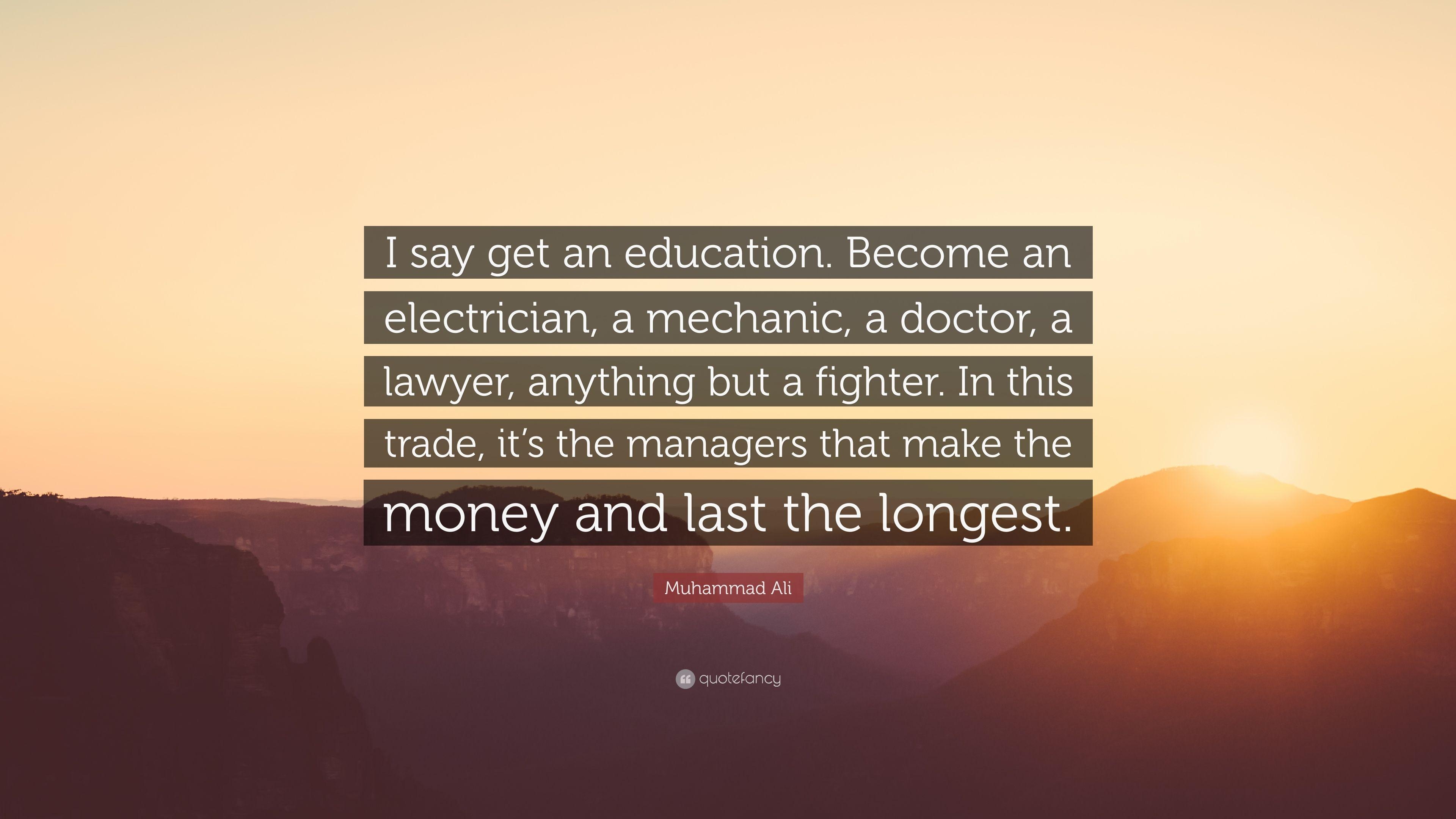 3840x2160 Muhammad Ali Quote: “I say get an education. Become an electrician, Desktop