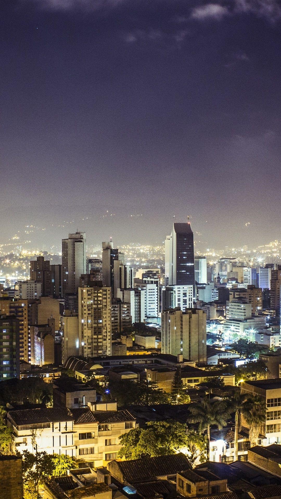 1080x1920 Wallpaper Medellin, Republic of Colombia, city night, buildings, Phone