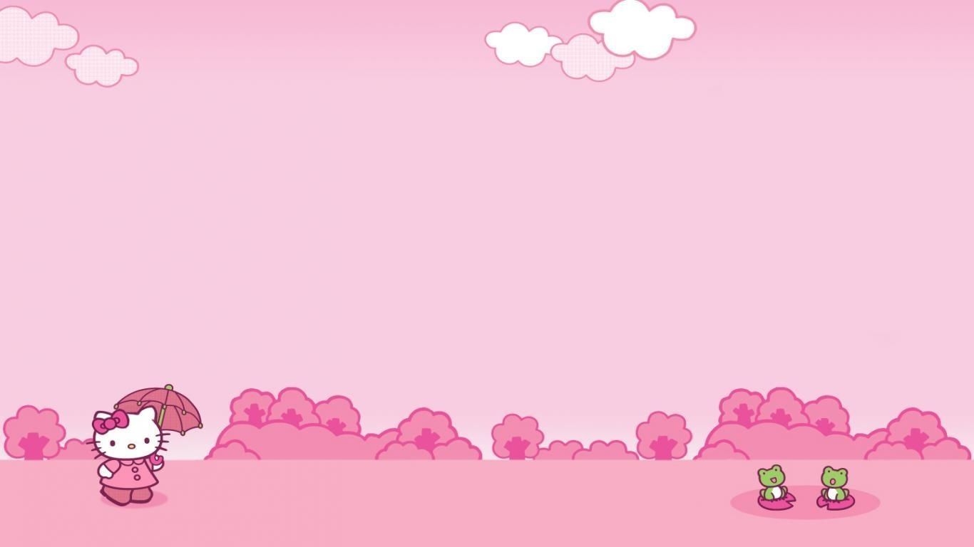 1370x770 New Hello Kitty Pink Background FULL, Desktop