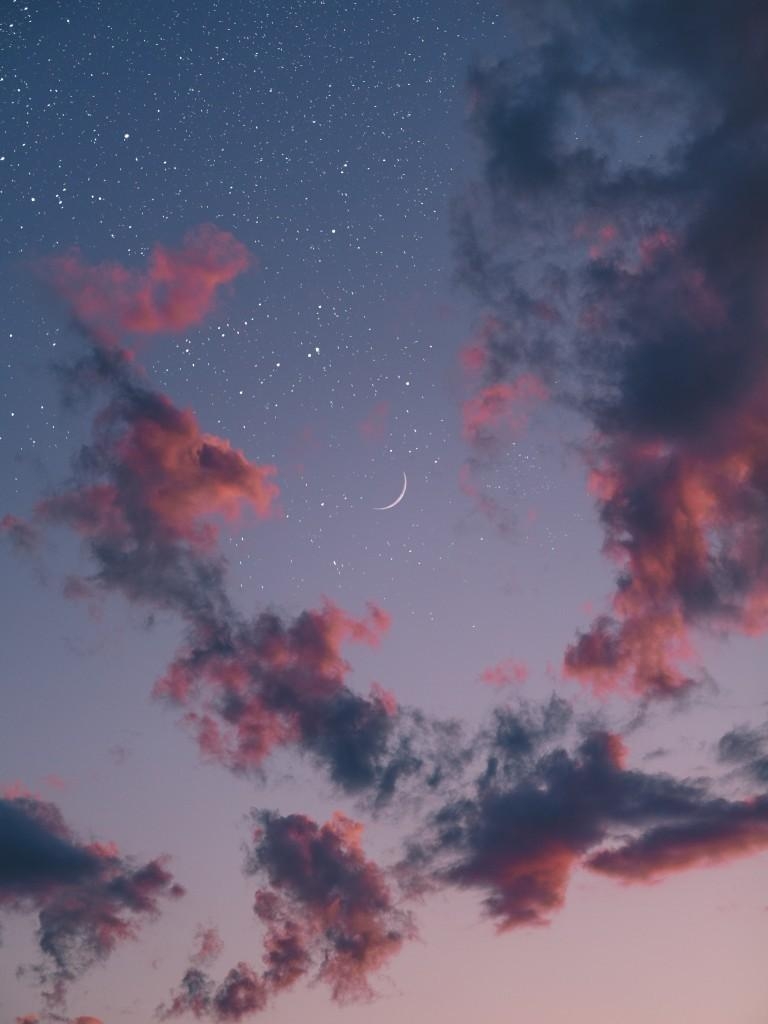 770x1030 Download  Crescent, Clouds, Stars Wallpaper for Apple iPad, Phone