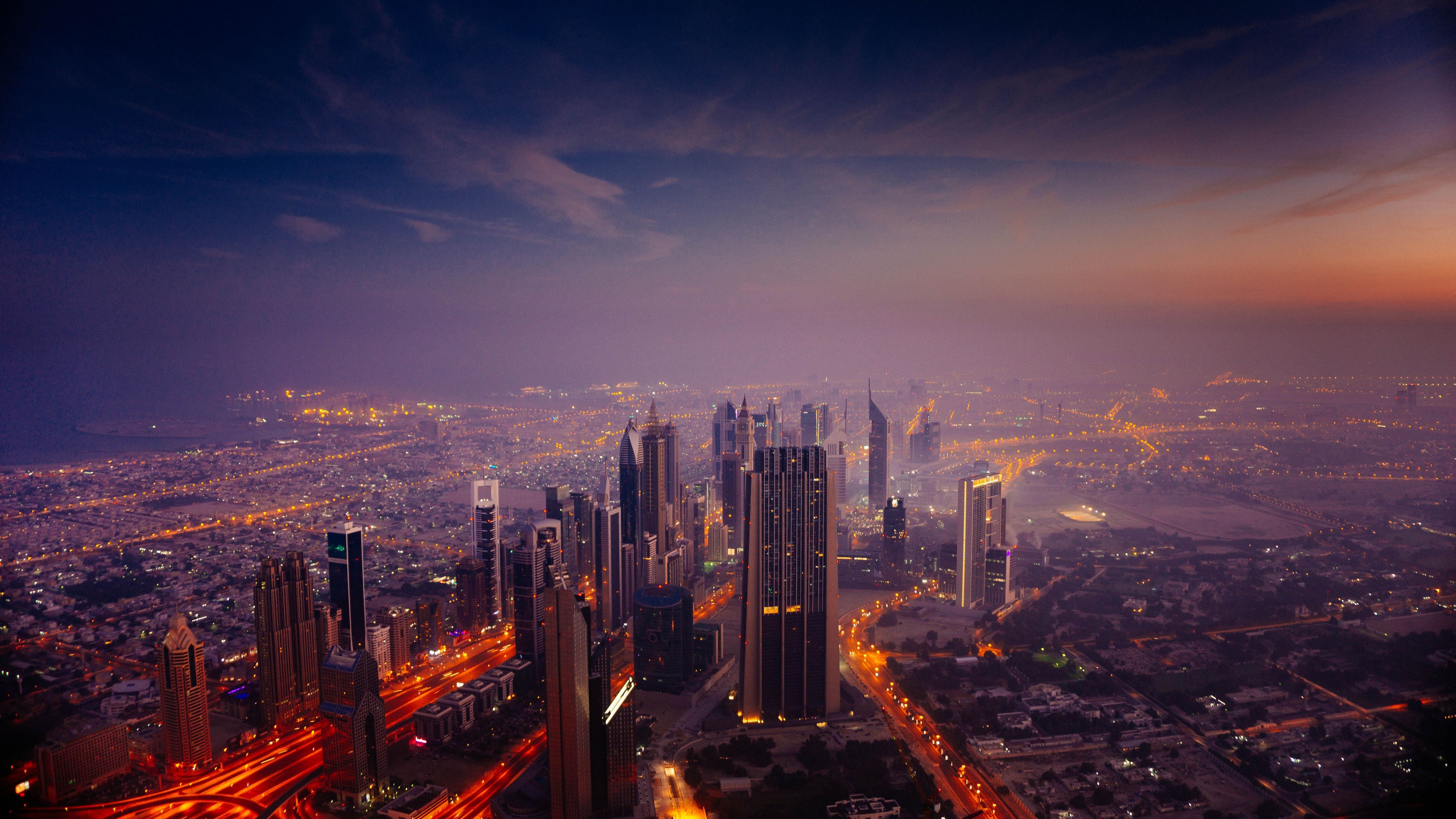 6000x3380 Dubai Sunrise City 5k, HD World, 4k Wallpaper, Image, Background, Desktop