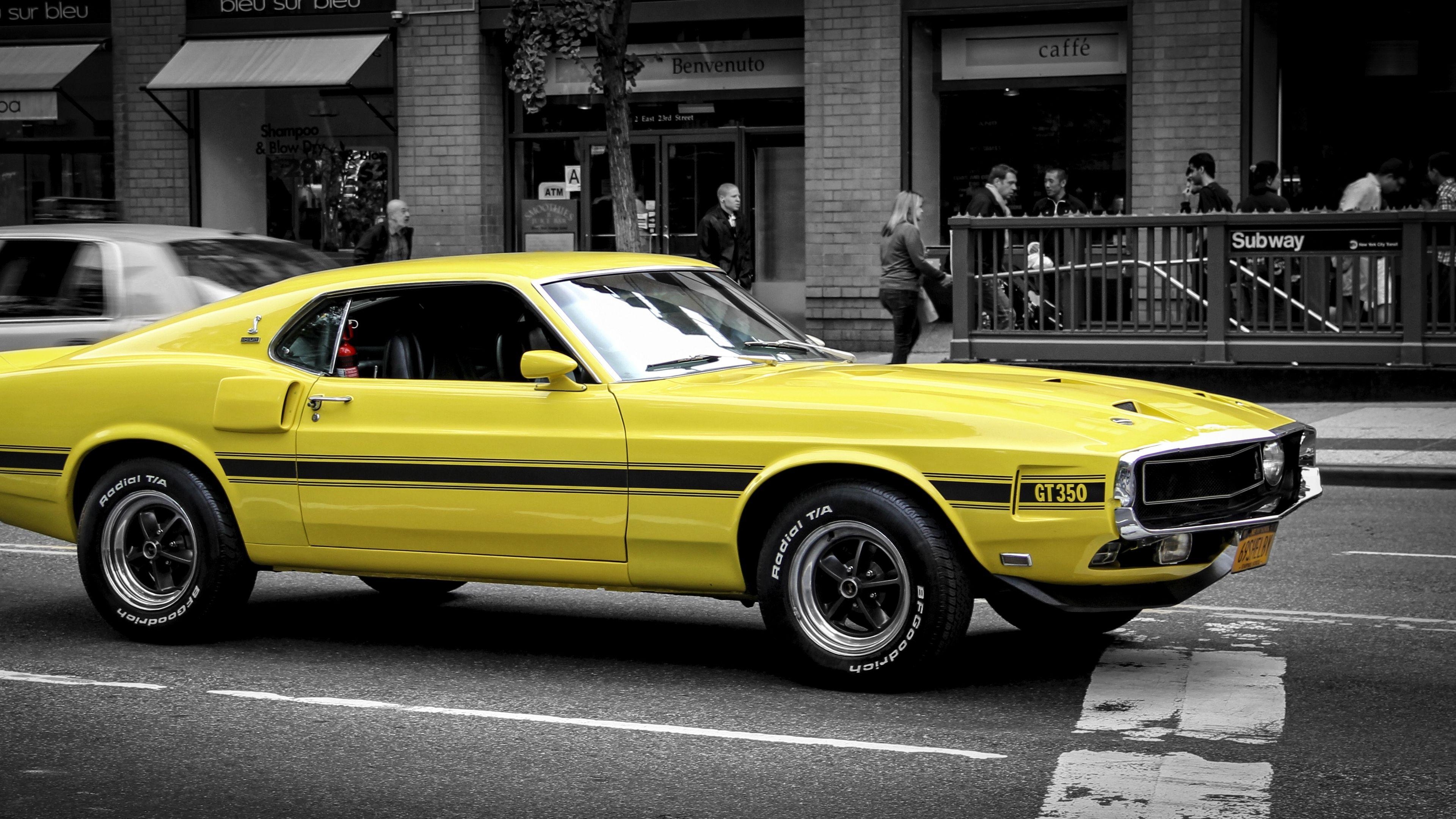 3840x2160 Download wallpaper  ford mustang, gt, muscle car, yellow, Desktop