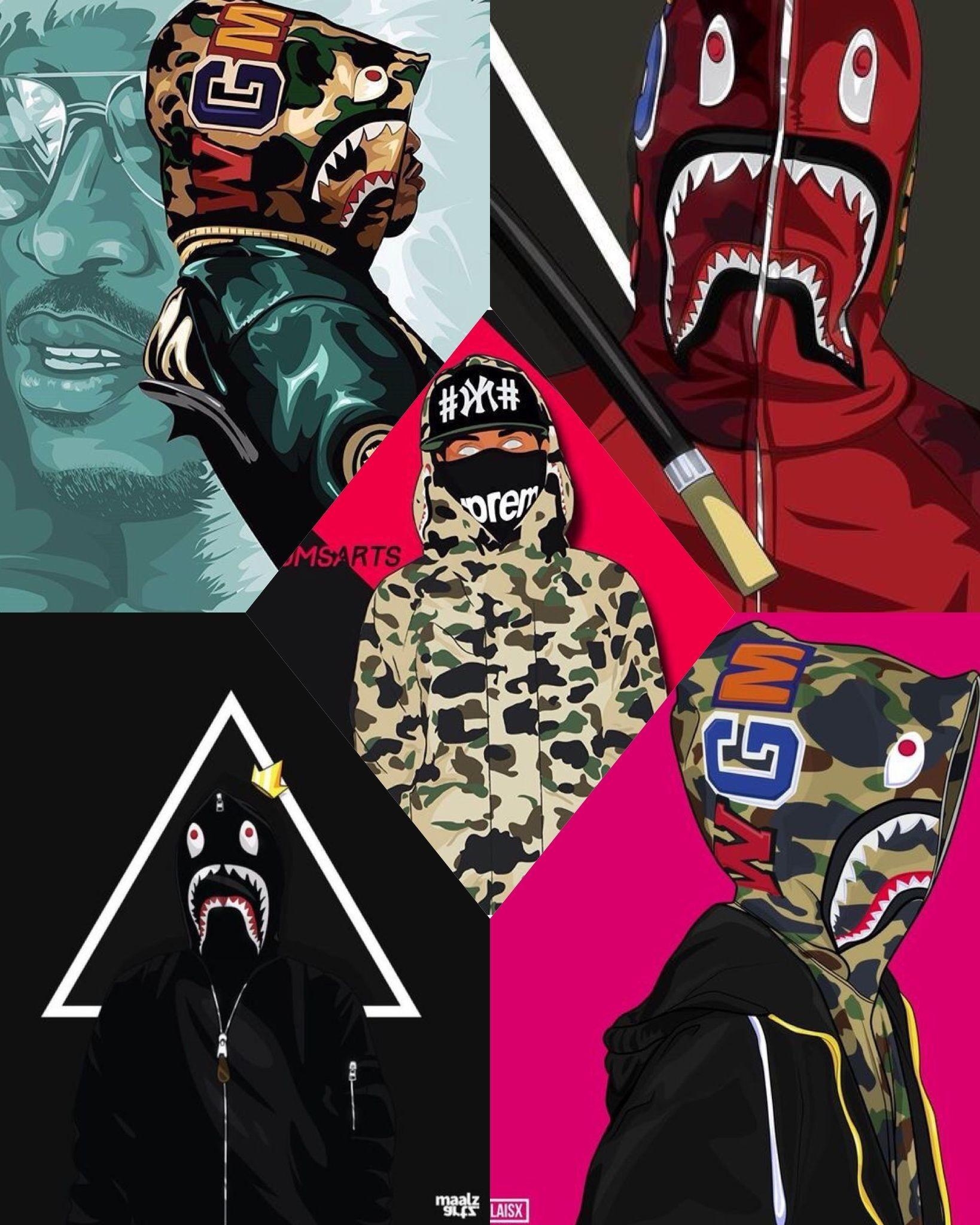 1640x2050 Bape Shark Wallpaper, Phone