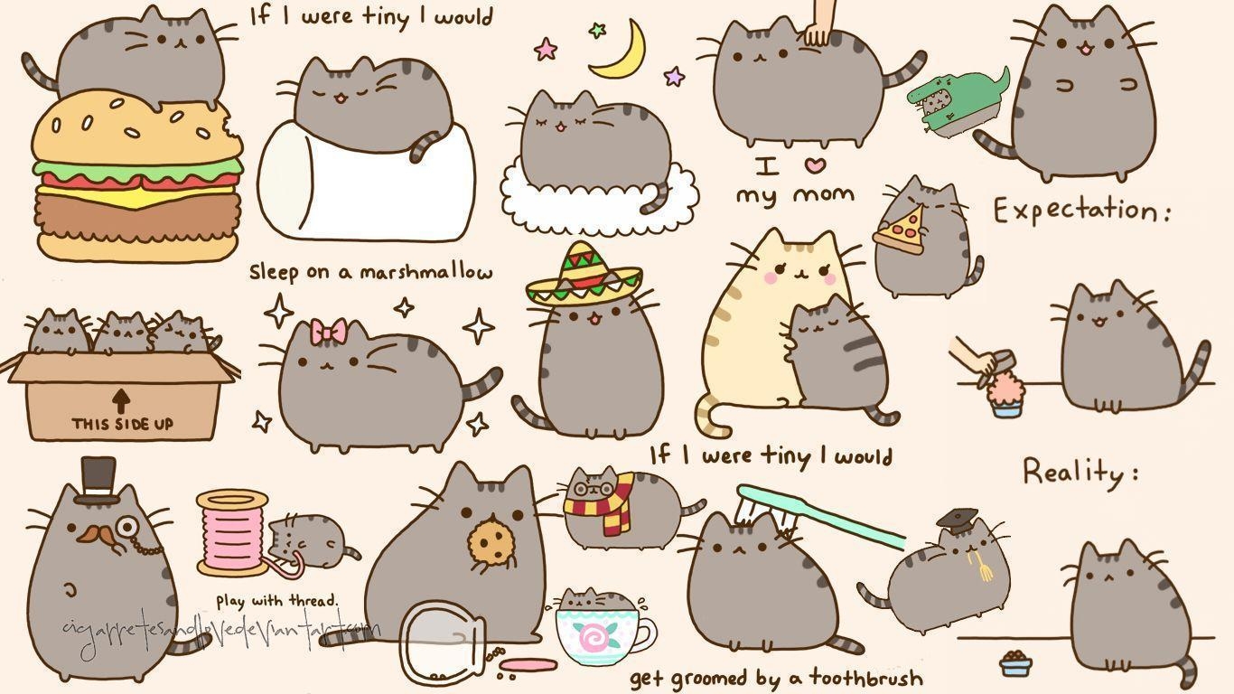 1370x770 Pusheen The Cat Wallpaper, Desktop