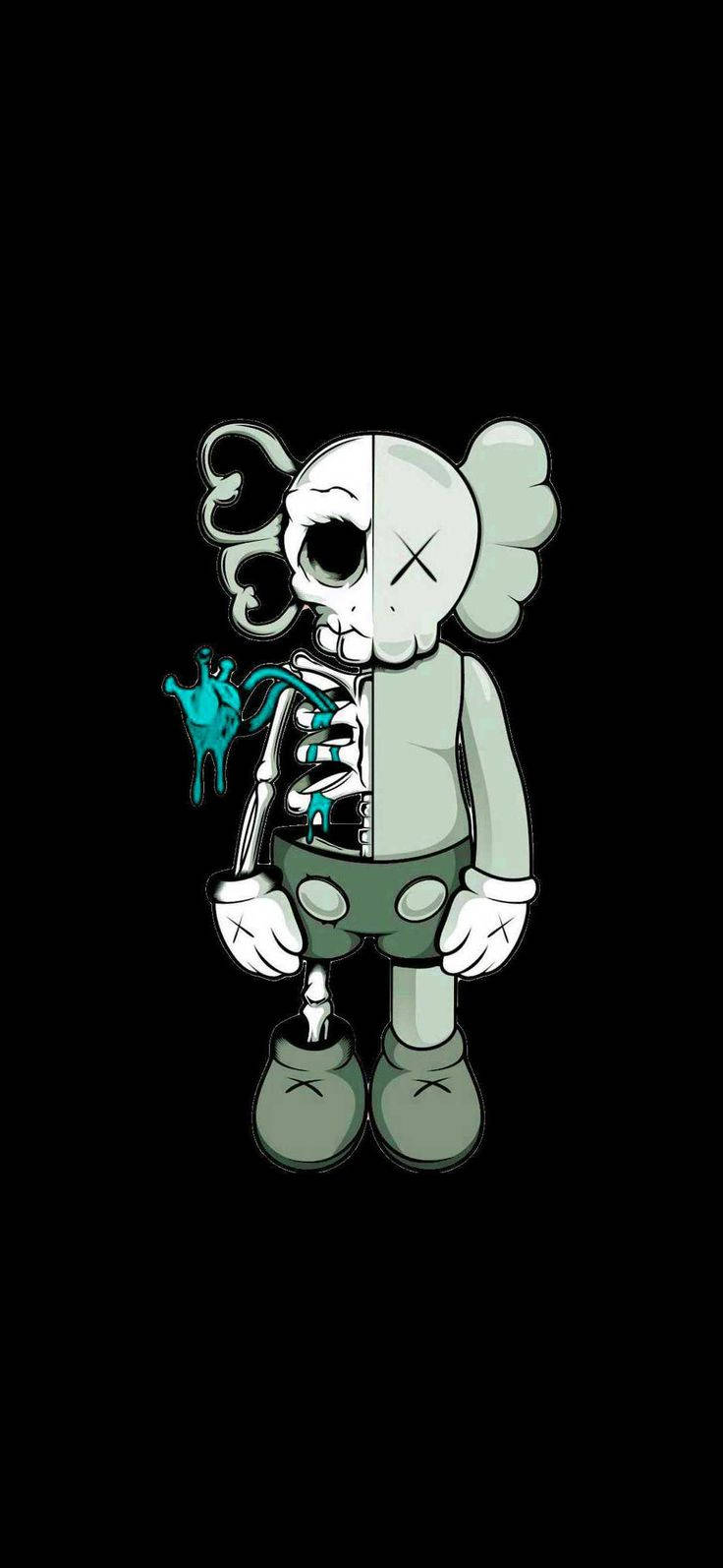 740x1600 Download Blue Skeleton Heart Beat Kaws Pc Wallpaper, Phone