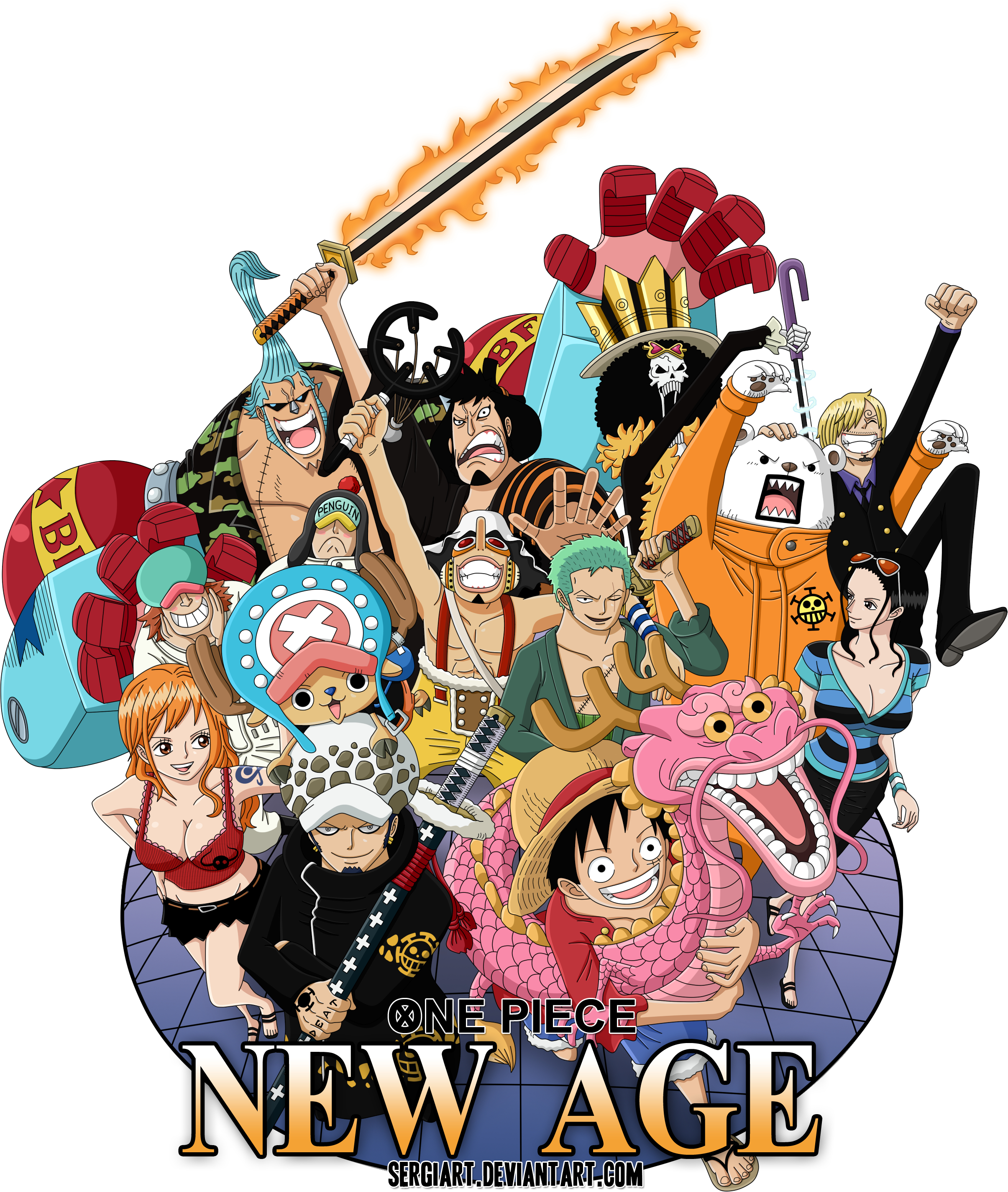 2410x2850 Download HD Banner Transparent Download One New Age By Sergiart One Piece New World Transparent PNG Image, Phone