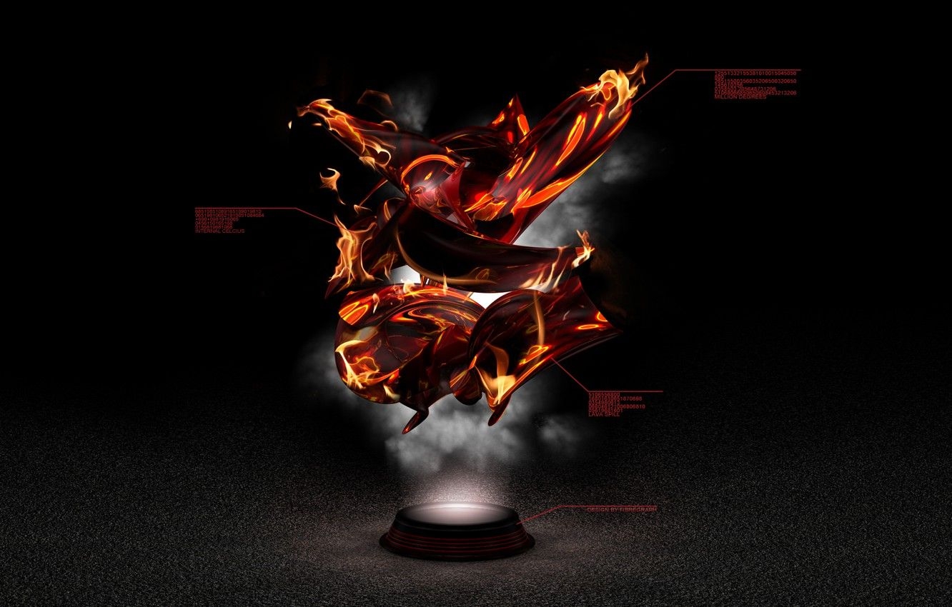 1340x850 Wallpaper letters, fire, figures, lava image for desktop, section абстракции, Desktop