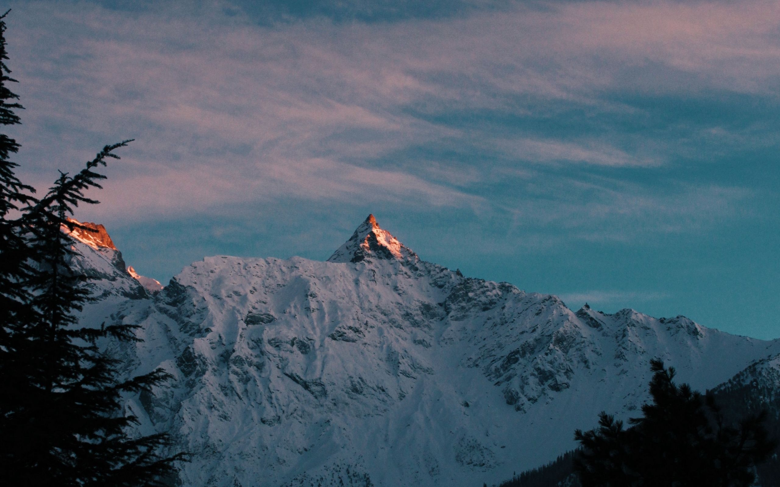 2560x1600 Download wallpaper  mountains, snowy, dark, peak, Desktop