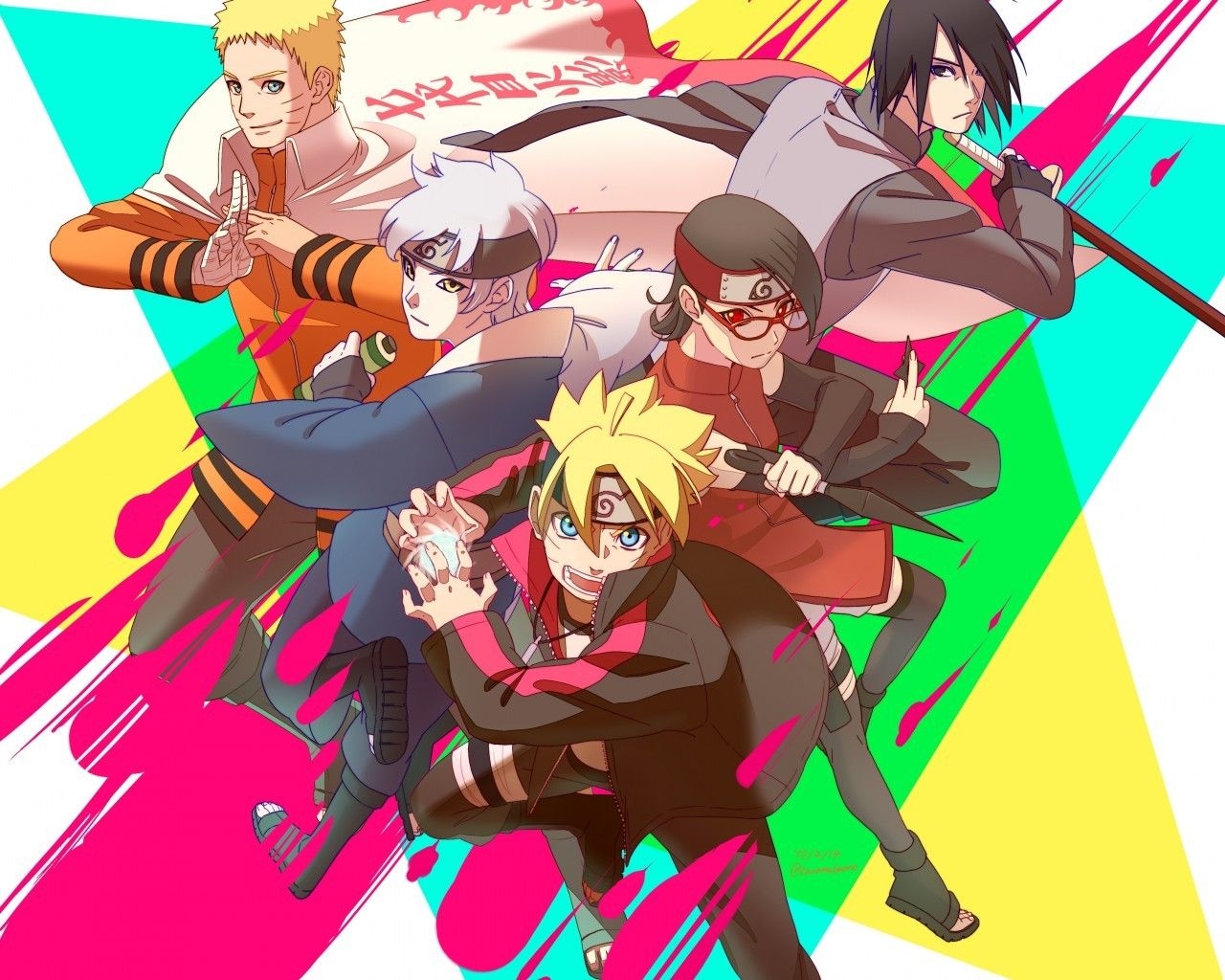 1280x1030 Download  Boruto, Uchiha Sarada, Mitsuki, Uzumaki Naruto, Uchiha Sasuke Wallpaper, Desktop