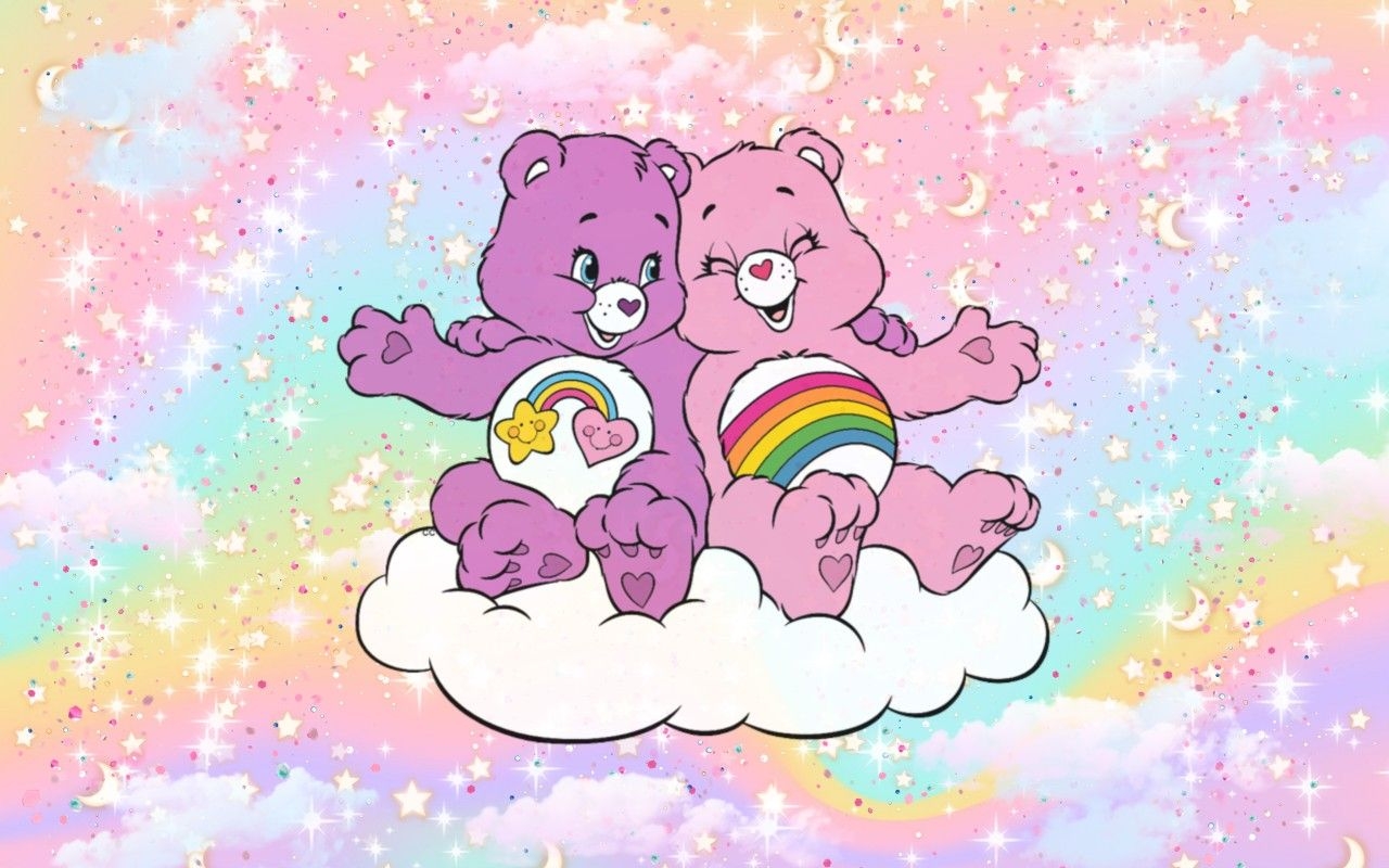 1280x800 Cute Care bear pink and purple bear aesthetic desktop wallpaper. Bear wallpaper, Cartoon wallpaper, Laptop wallpaper, Desktop