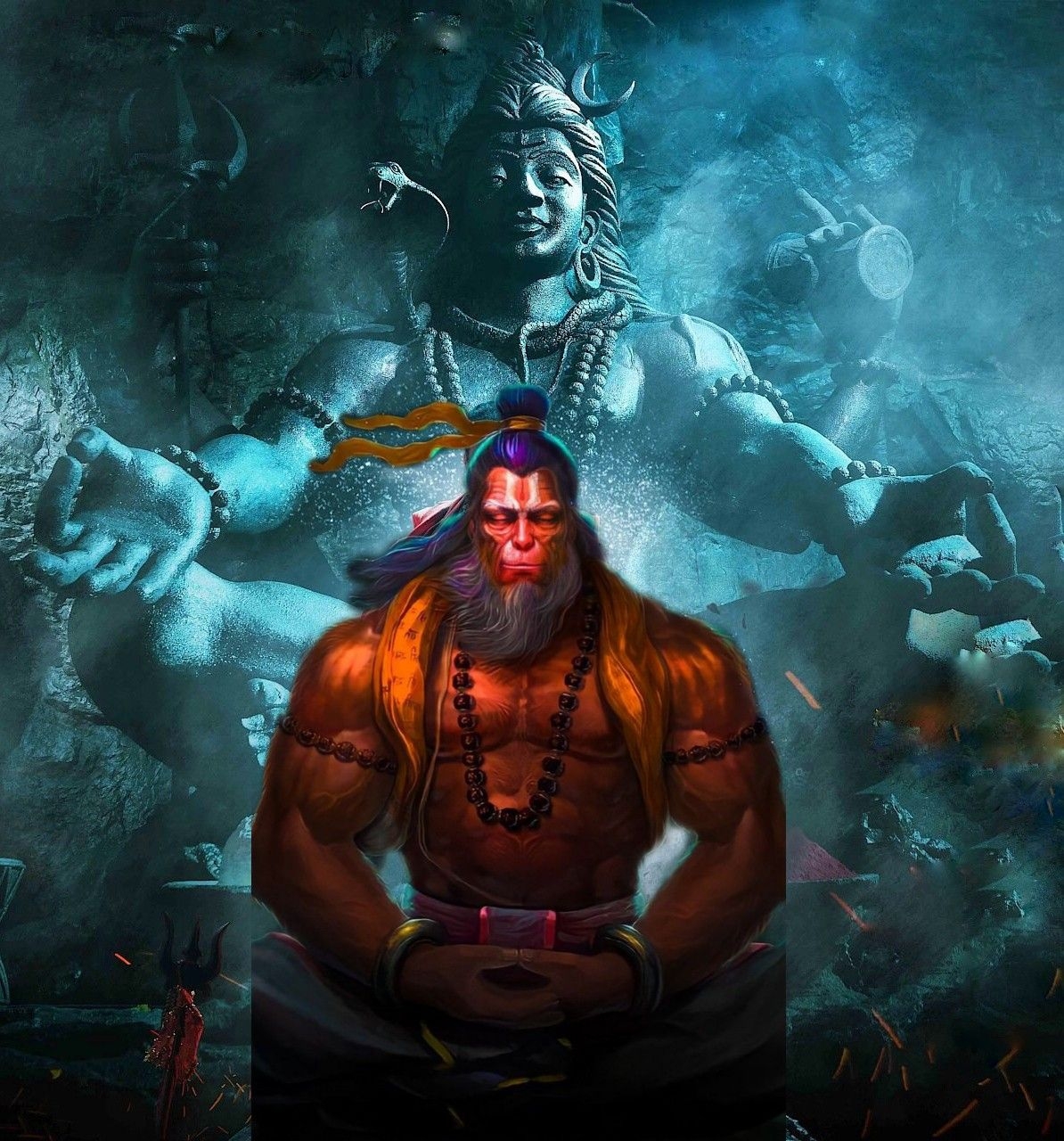 1200x1280 Hanuman and Shiva, Phone