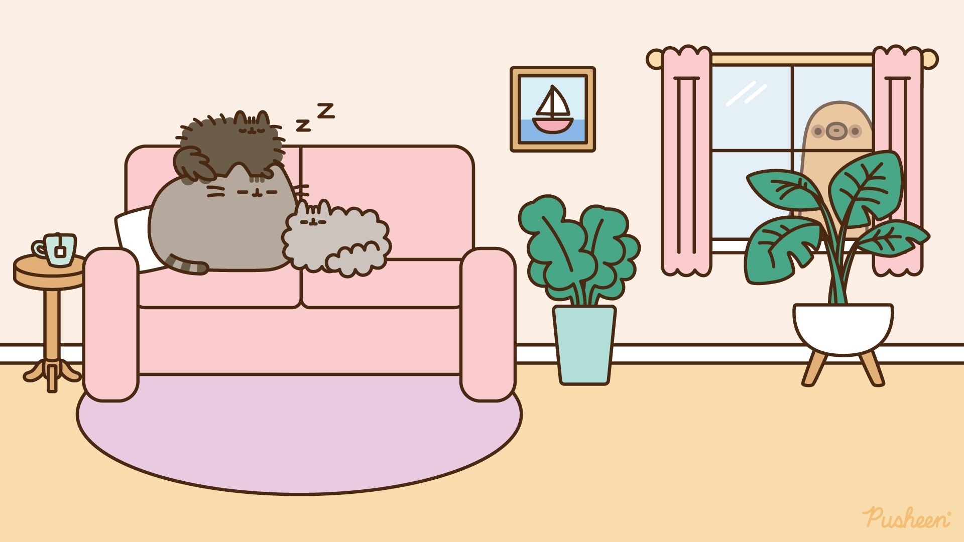 1920x1080 Pusheen, Pusheen Zoom Background, Desktop