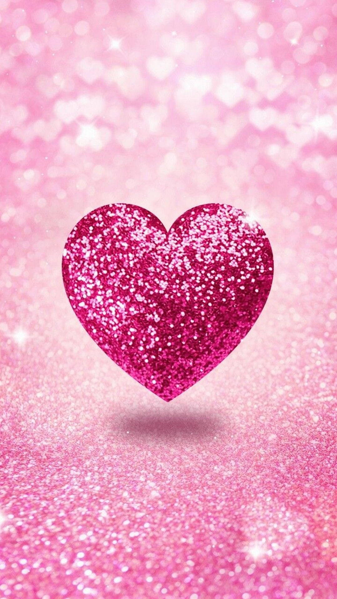 1080x1920 Download Glittery Pink Heart Wallpaper, Phone