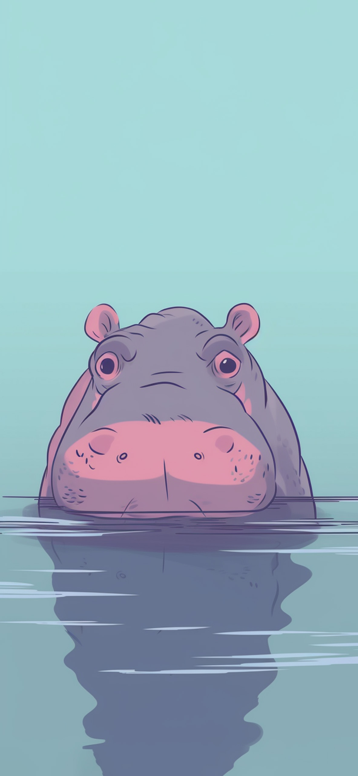 1190x2560 Hippo in Water Light Blue Wallpaper Wallpaper for iPhone, Phone