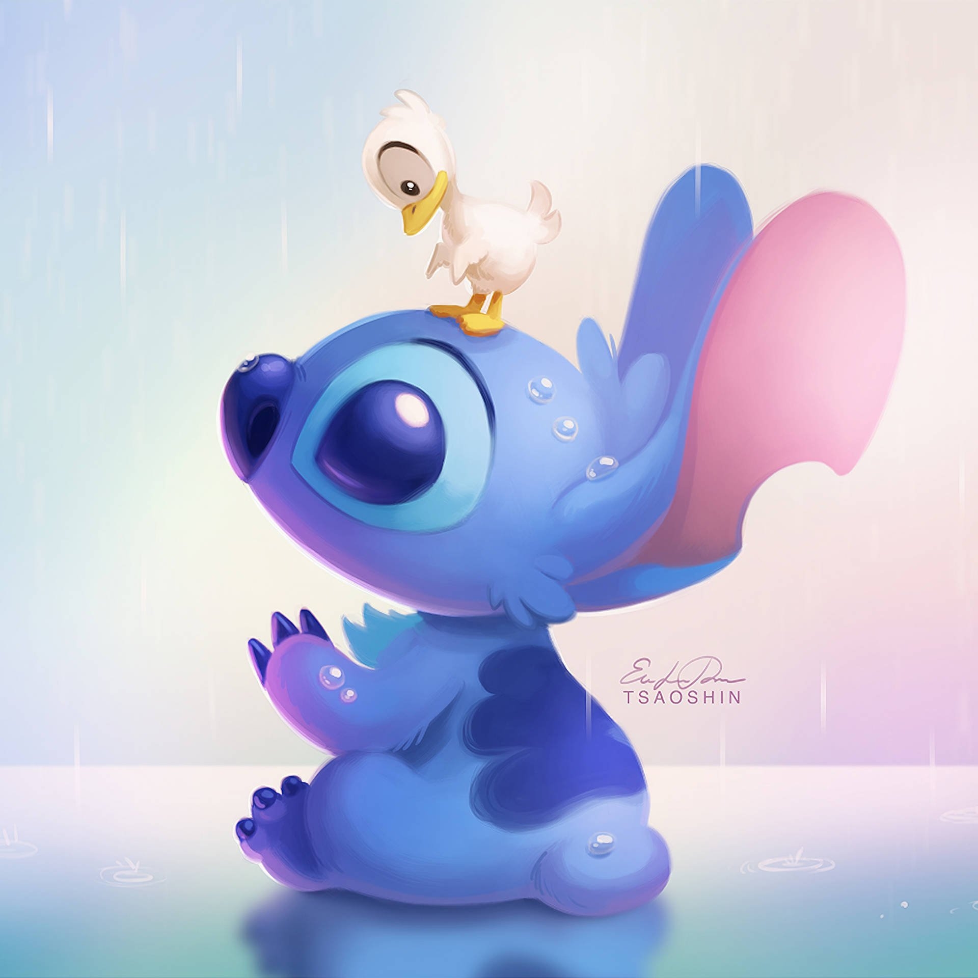 1920x1920 Download iPad Pro Cute Stitch And White Duck Wallpaper, Phone