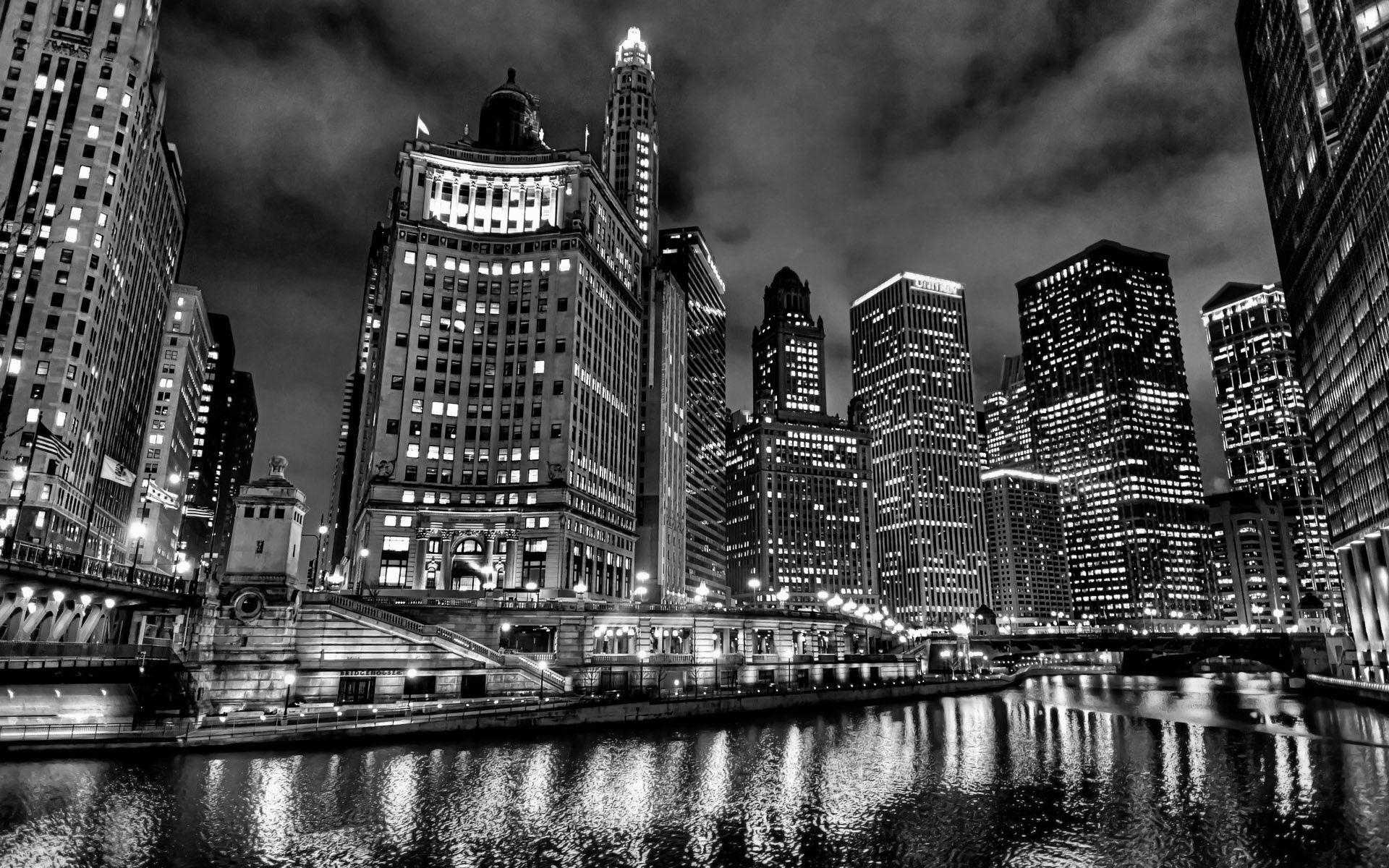 1920x1200 Milwaukee Skyline Black And White, Desktop