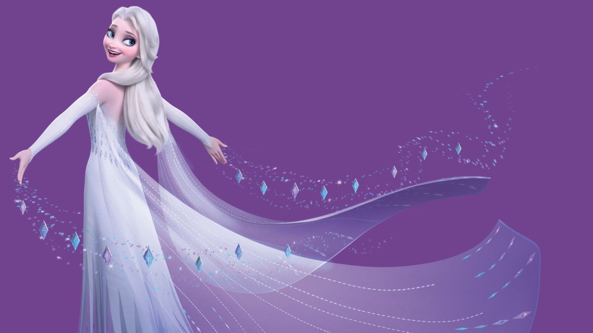 1920x1080 new Frozen 2 HD wallpaper with Elsa in white dress and her hair down and mobile, Desktop