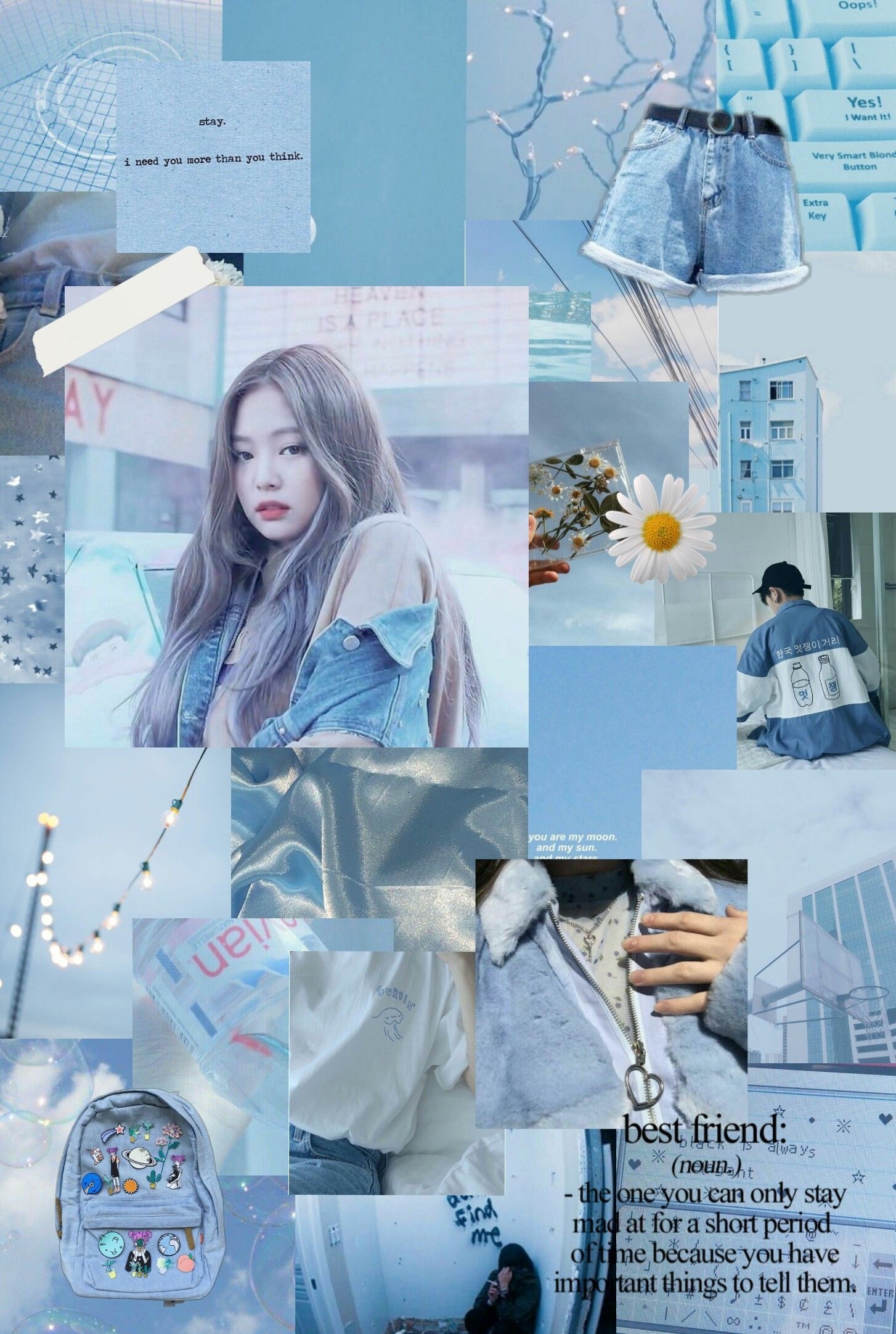 1460x2170 ☁ #blackpink #jennie #queen #beautiful #aesthetic #collage #wallpaper #blue ♡♡♡♡ #freetoedit. Aesthetic collage, Blue aesthetic, Aesthetic background, Phone