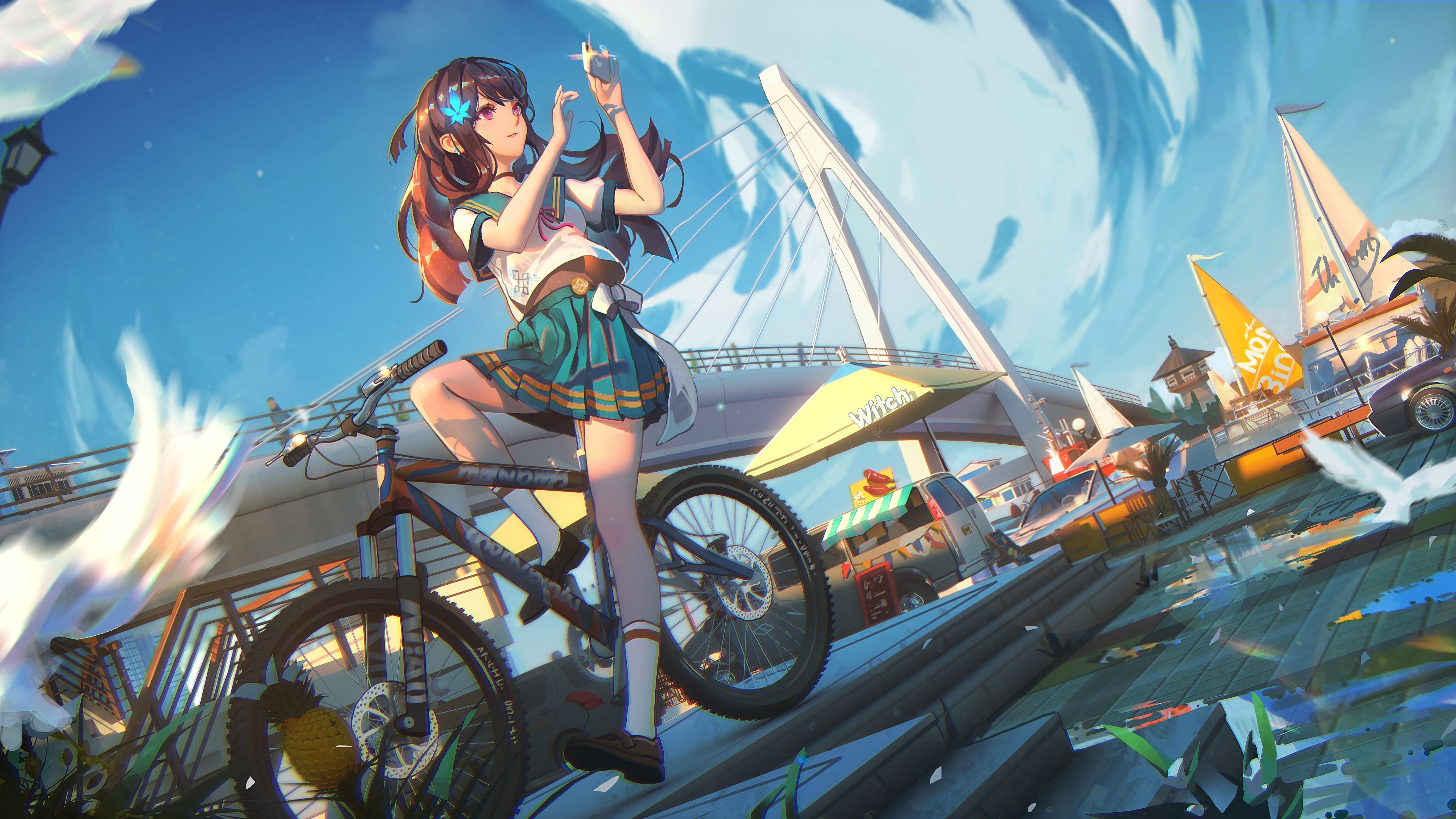 3840x2160 Wallpaper 4k Para Pc Anime Anime Student Girl On A Bicycle Wallpaper 4k Ultra HD Id 3722. Cool anime wallpaper, HD anime wallpaper, Anime wallpaper 1920x1080, Desktop