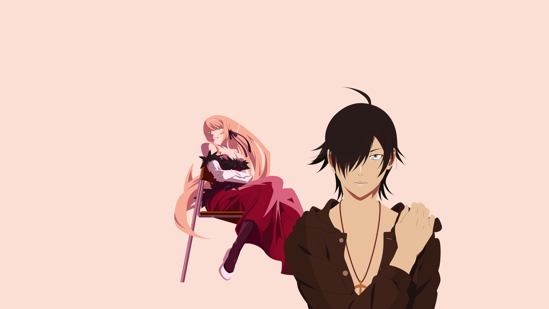 1920x1080 Wallpaper, Monogatari Series, Oshino Shinobu, Araragi Koyomi, Desktop