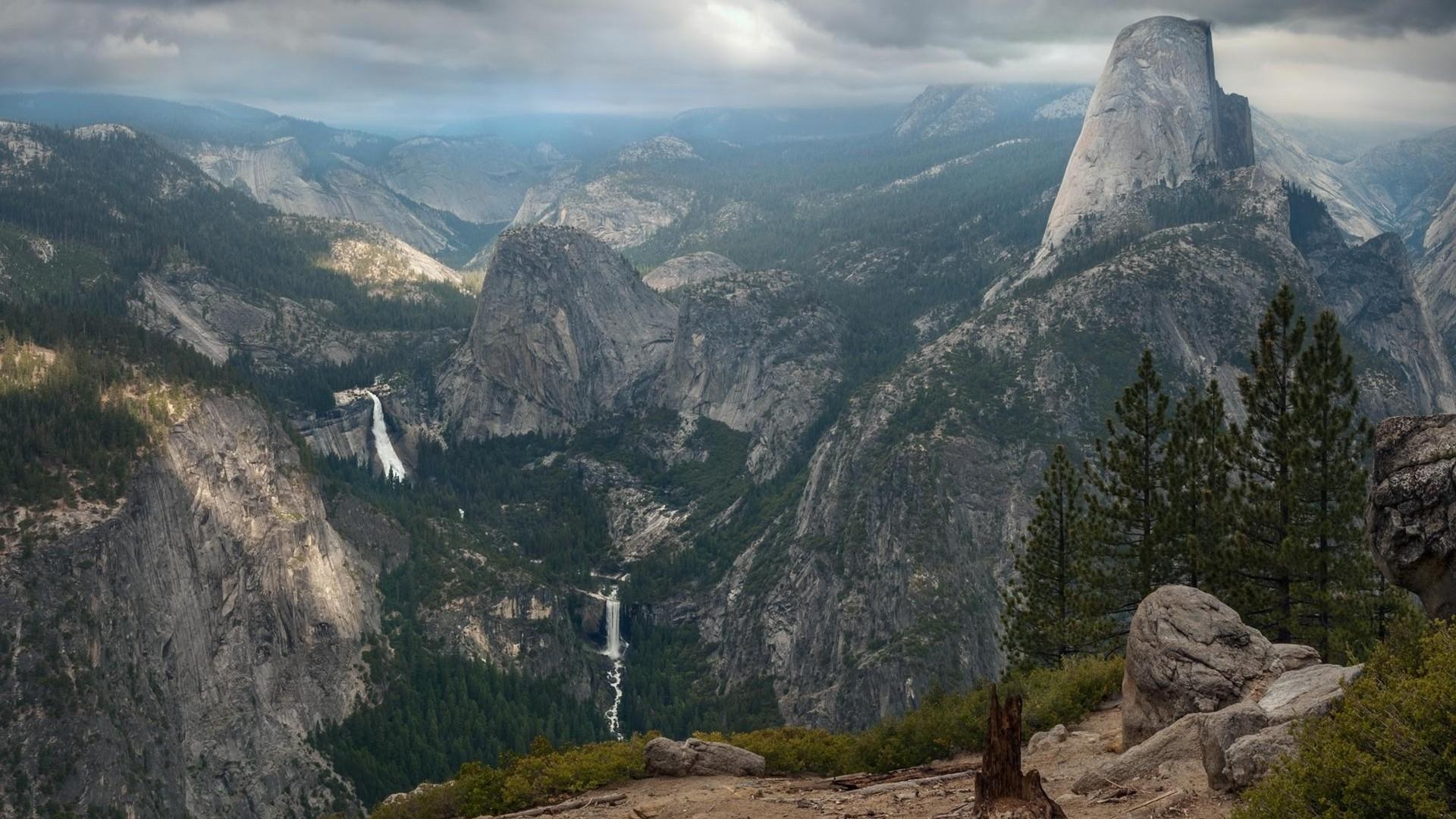 1920x1080 nature, Landscape, Mountain, Trees, Forest, USA, Waterfall, Yosemite, Desktop