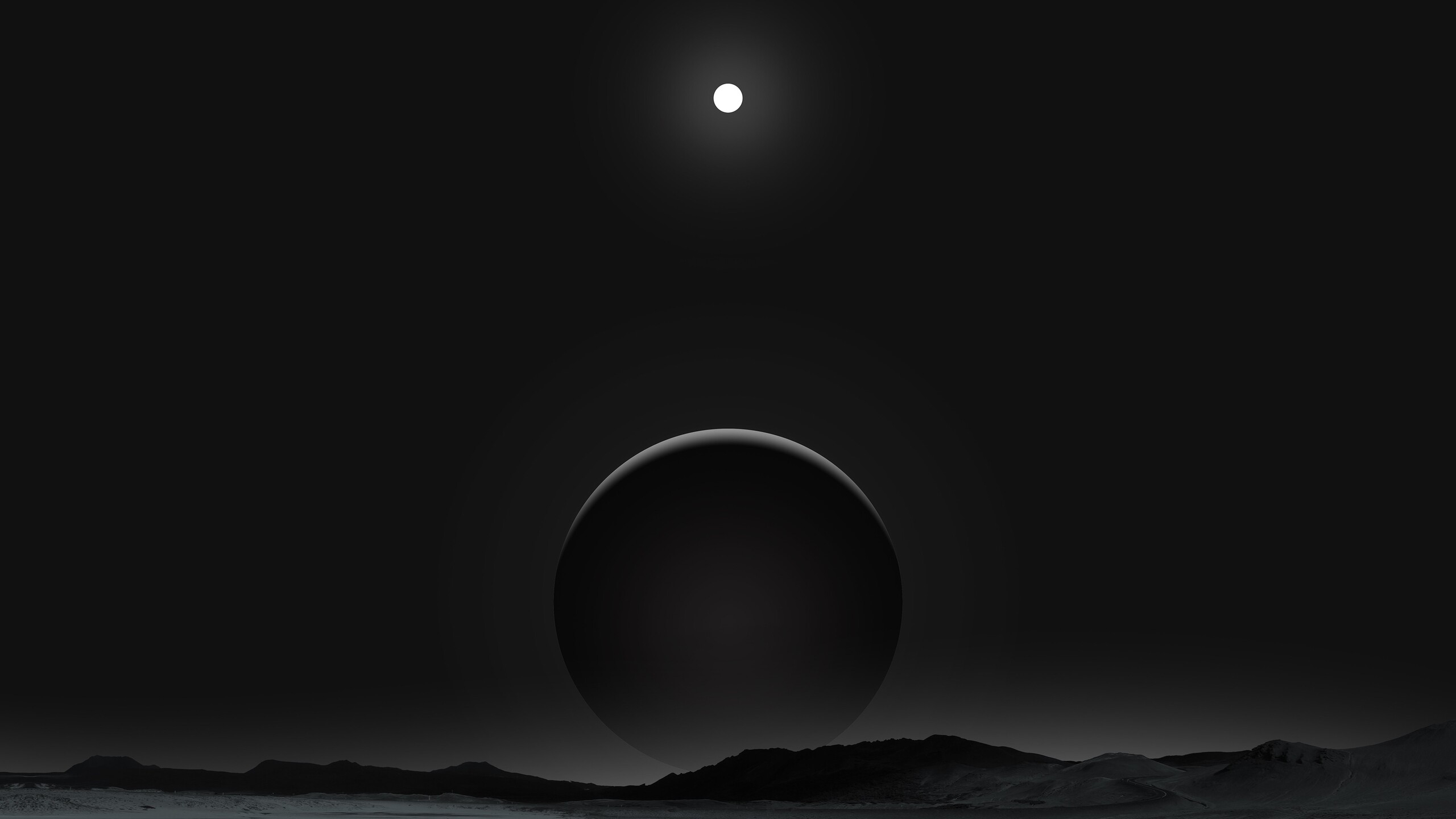 2560x1440 Planet Dark Black Moon 4k, Desktop