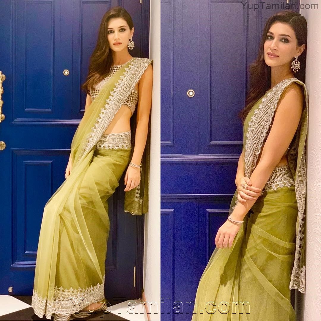 1080x1080 Kriti Sanon Gorgeous Spicy Photo in Saree. Half Saree Picture, Phone