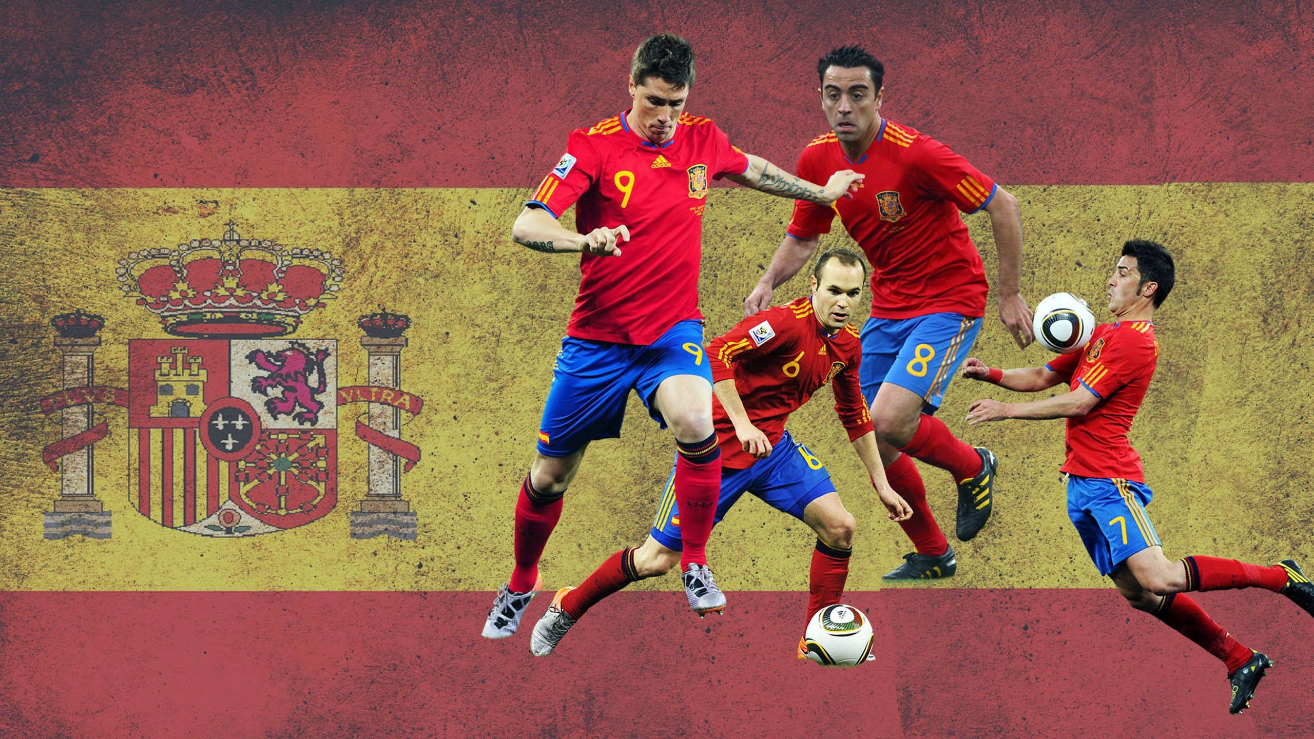 2560x1440 Spain Soccer Team And Flag  wallpaper, Desktop