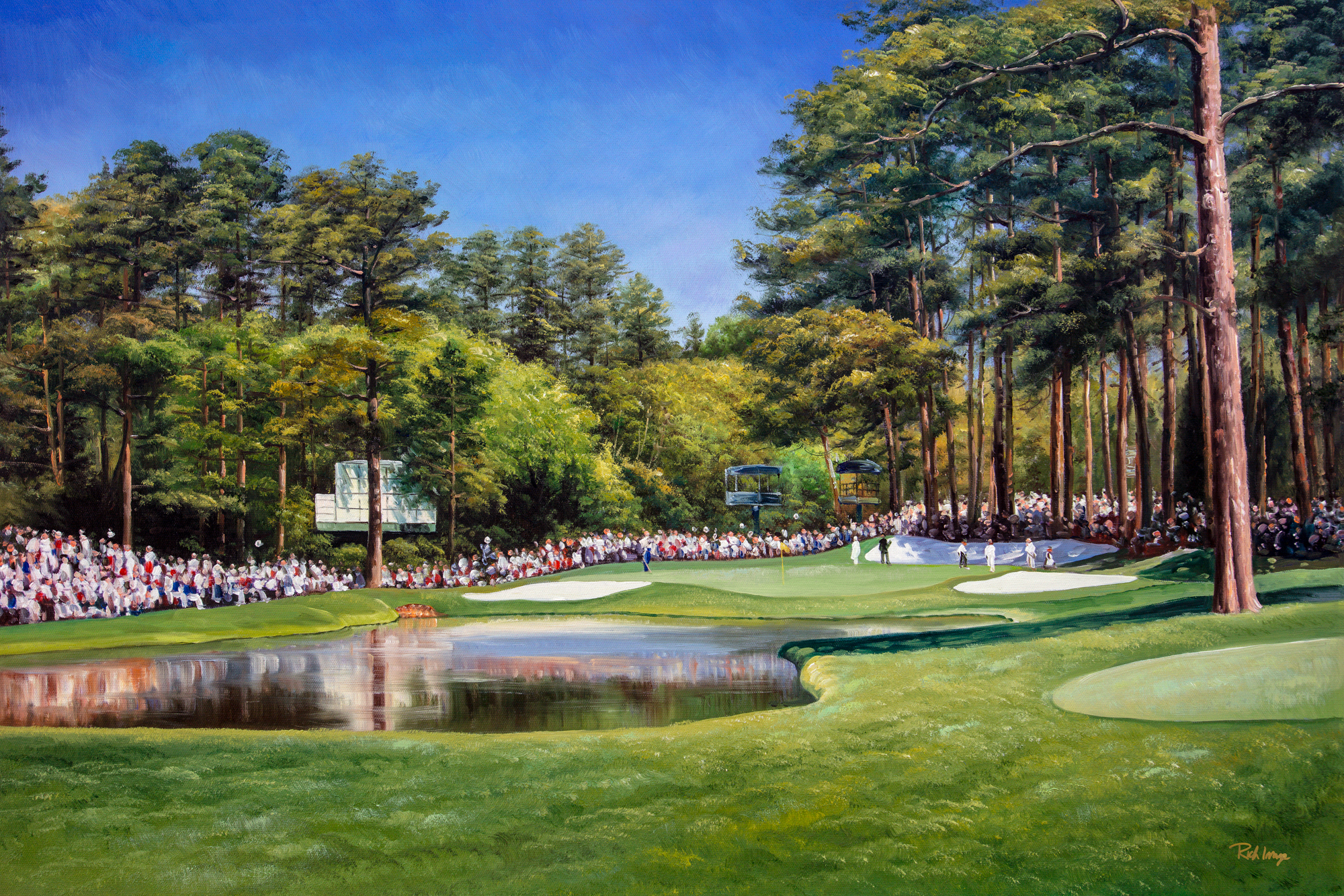 2000x1340 Augusta National Golf Club Masters Tournament Hole 16 Redbud golf course oil painting art print 2550, Desktop