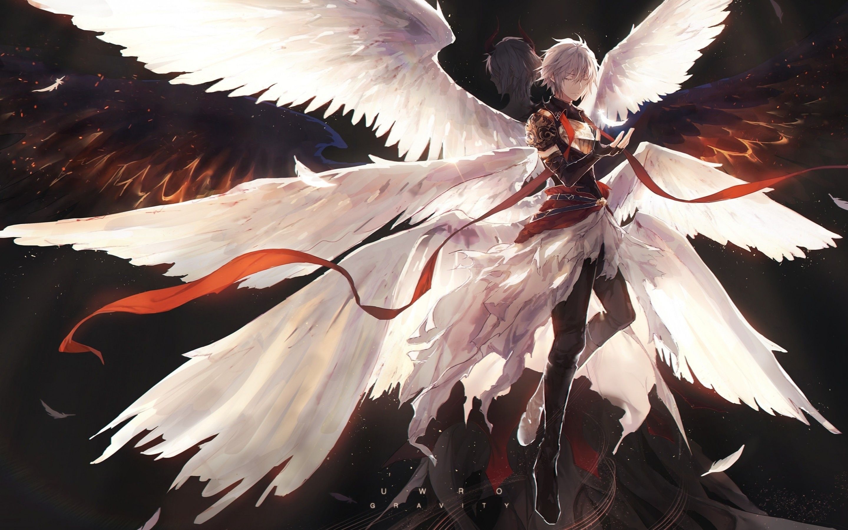 2880x1800 Download  Anime Boys, Granblue Fantasy, Wings, Angel, Fantasy, Devil, Lucifer Wallpaper for MacBook Pro 15 inch, Desktop